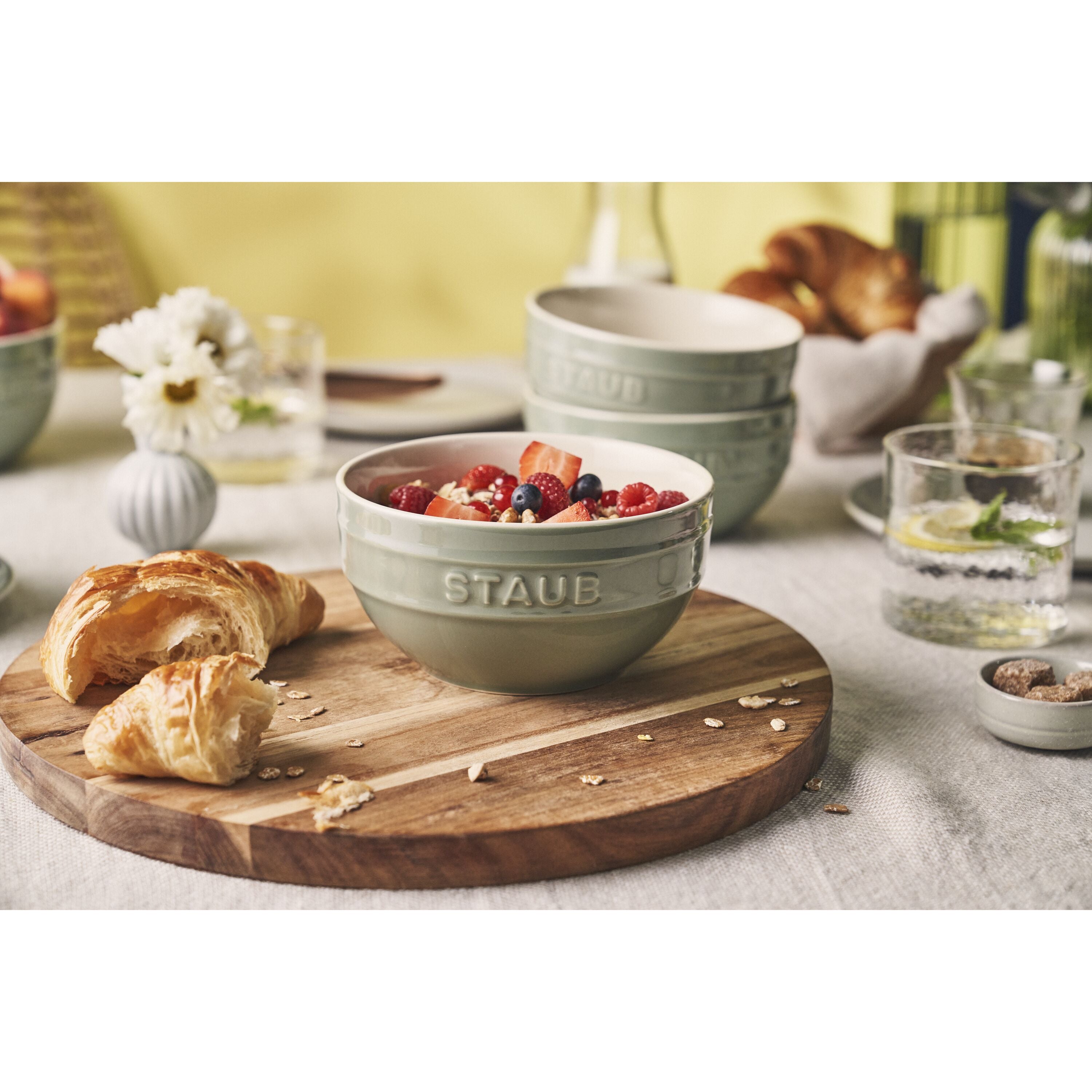 STAUB Ceramique 12 cm / 4 Piece Ceramic Bowl Set, Eucalyptus-DECOROLALA