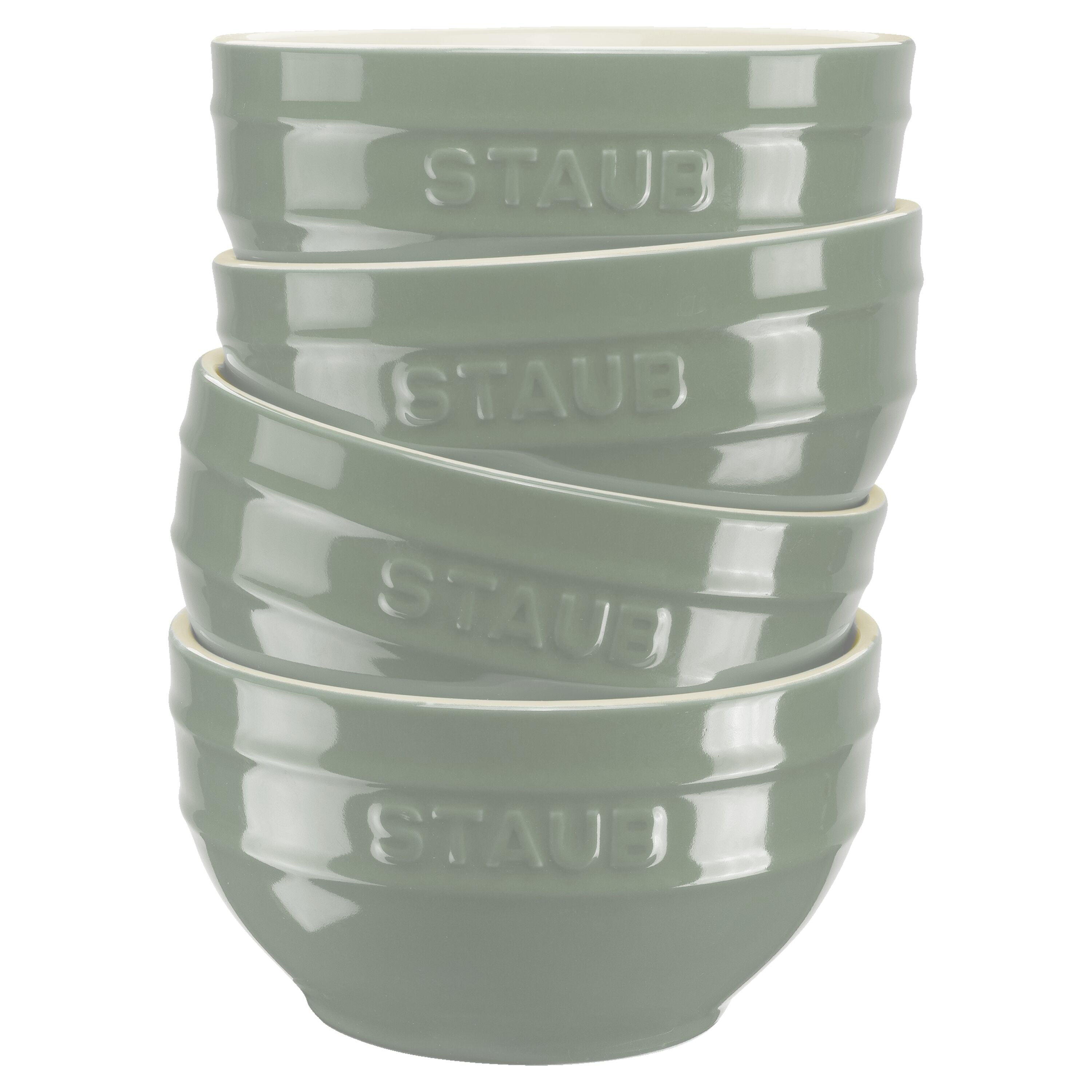 STAUB Ceramique 12 cm / 4 Piece Ceramic Bowl Set, Eucalyptus-DECOROLALA