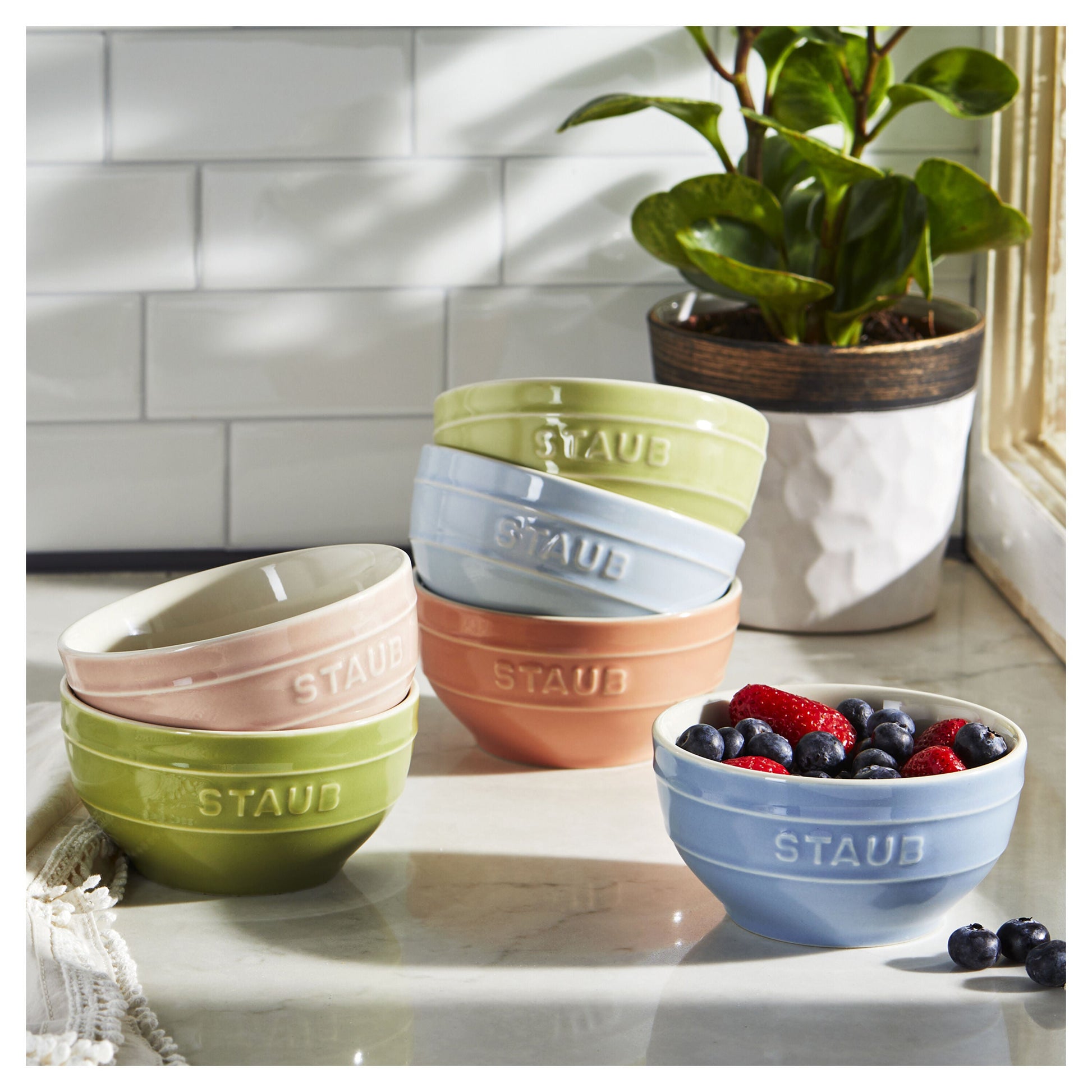 STAUB Ceramique 12 cm / 6 Piece Ceramic Bowl Set In Macaron Colours, Mixed Colours-Dinnerware-DECOROLALA