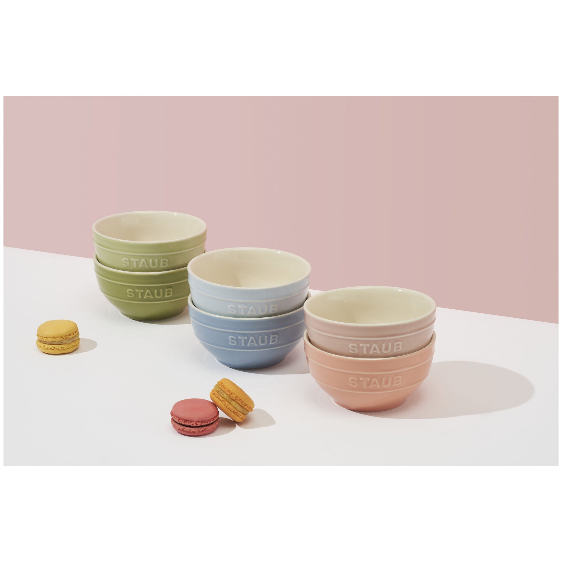 STAUB Ceramique 12 cm / 6 Piece Ceramic Bowl Set In Macaron Colours, Mixed Colours-Dinnerware-DECOROLALA