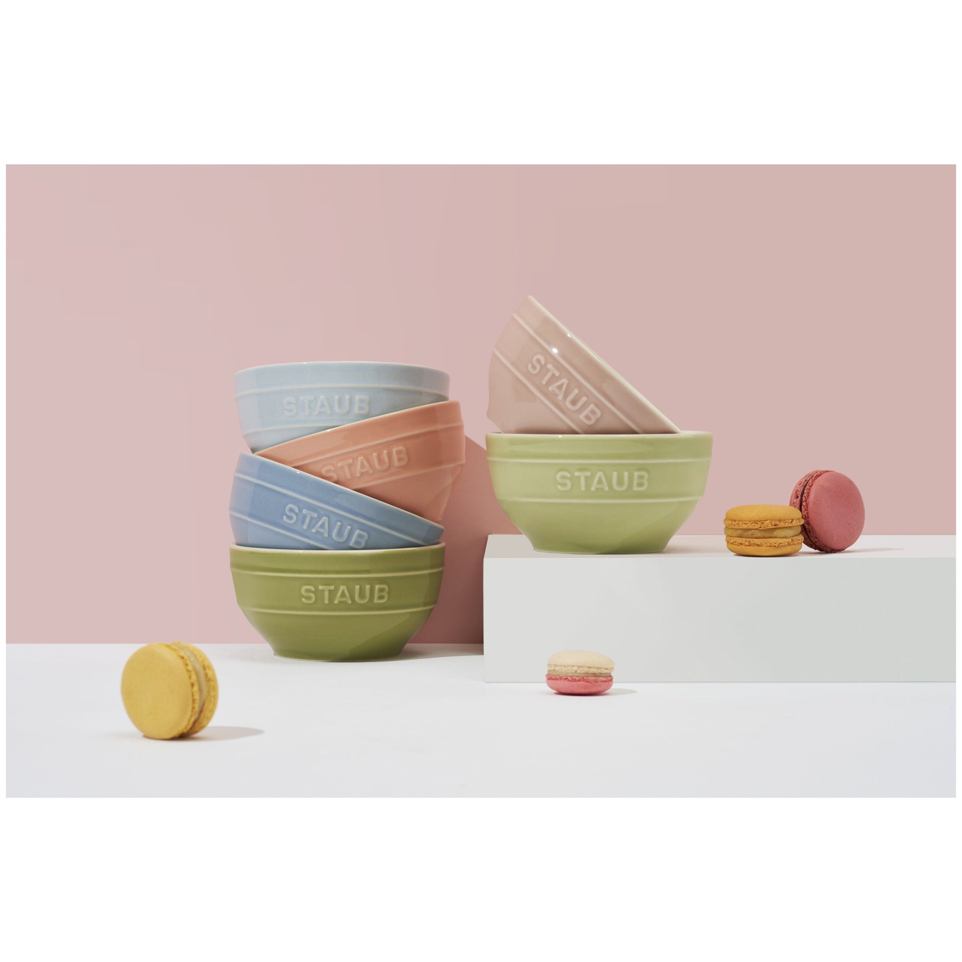 STAUB Ceramique 12 cm / 6 Piece Ceramic Bowl Set In Macaron Colours, Mixed Colours-Dinnerware-DECOROLALA