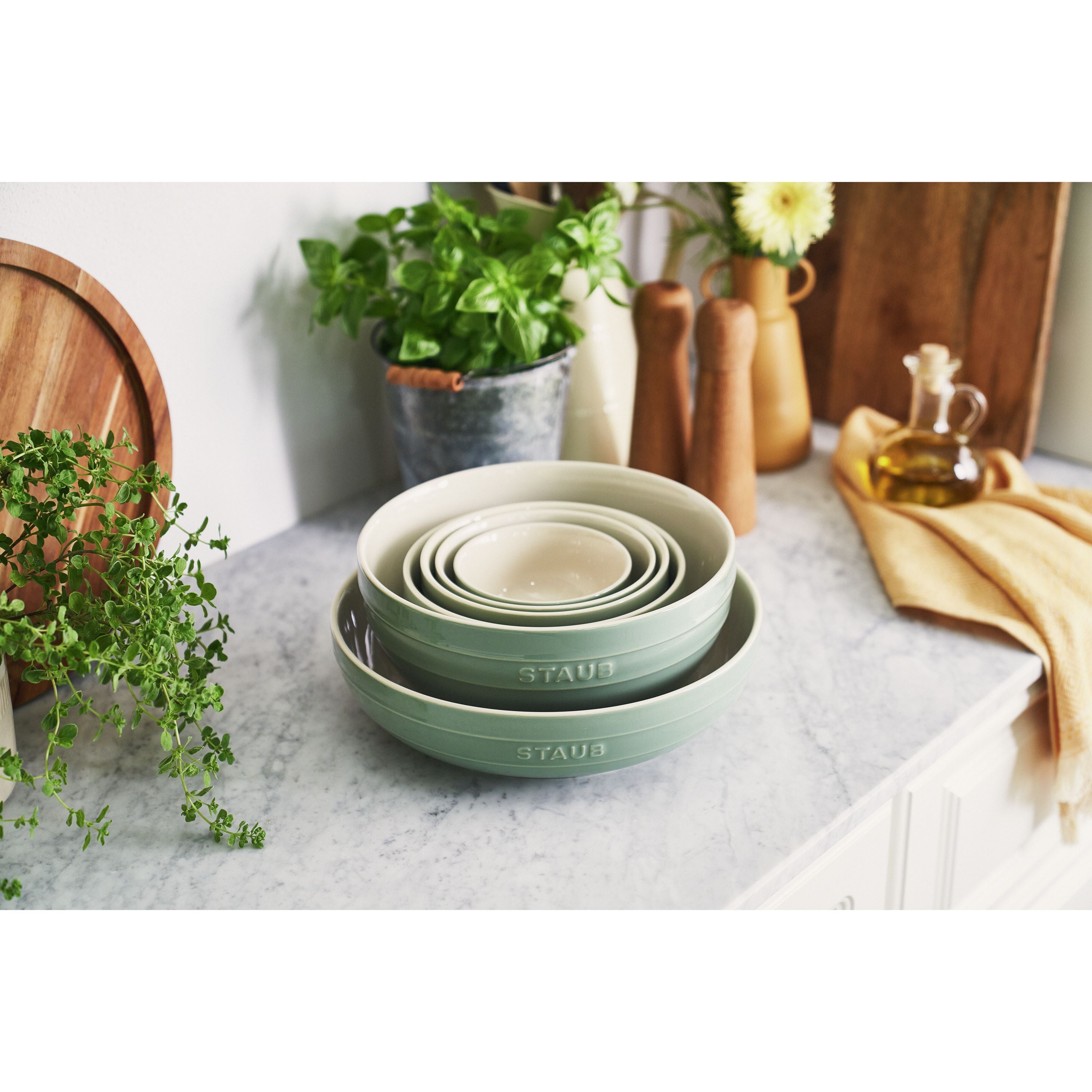 STAUB Ceramique 12 cm Ceramic Round Bowl, Eucalyptus-Dinnerware-DECOROLALA