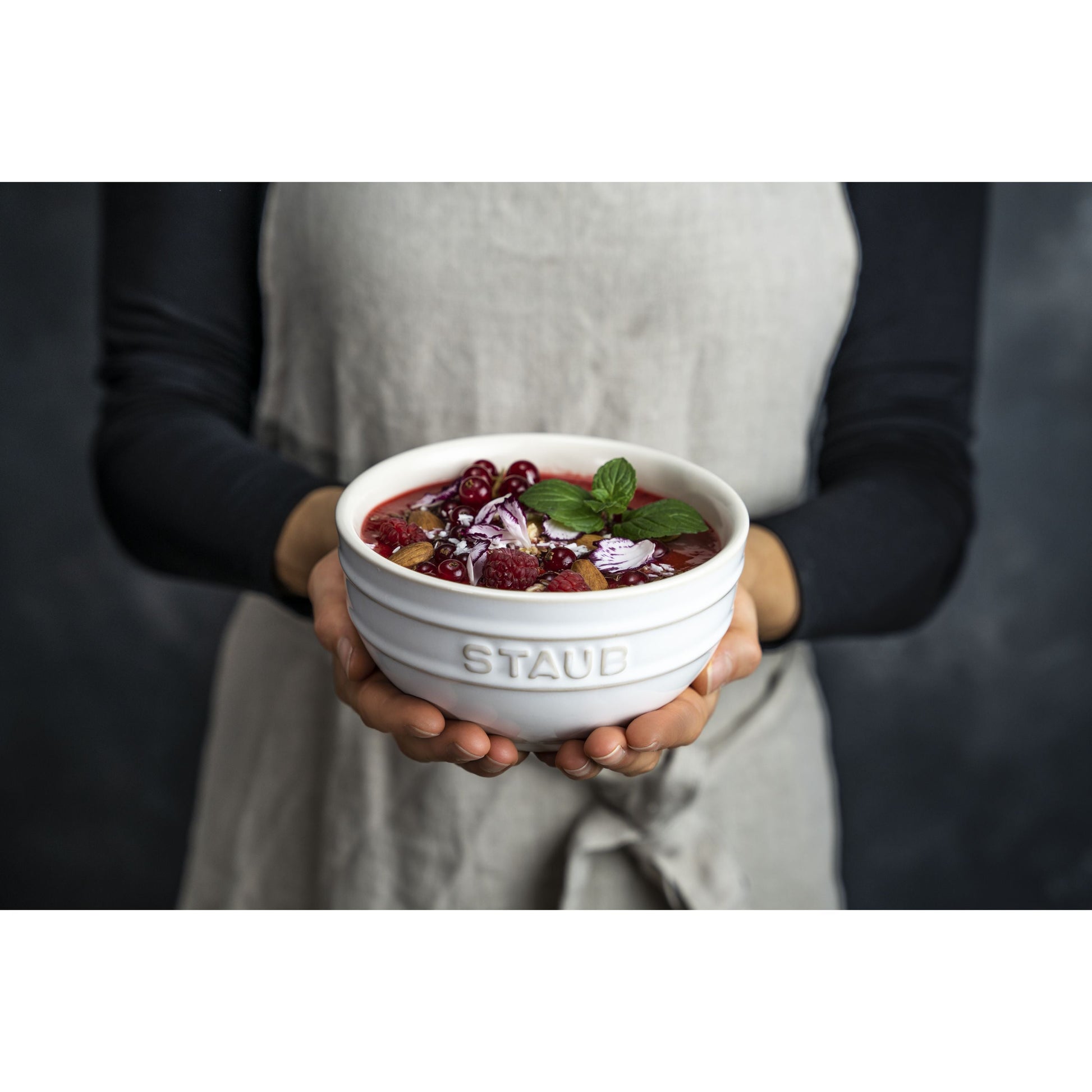 STAUB Ceramique 12cm Ceramic Round Bowl - White-Dinnerware-DECOROLALA