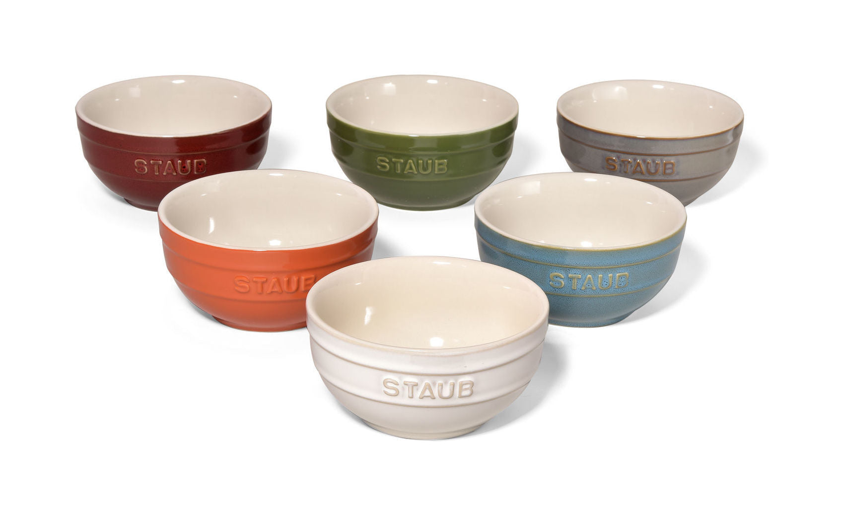 STAUB Ceramique 14 cm / 6 Piece Ceramic Large Rainbow Multi-Colour Large Bowl Set, Mixed Colours-Dinnerware-DECOROLALA