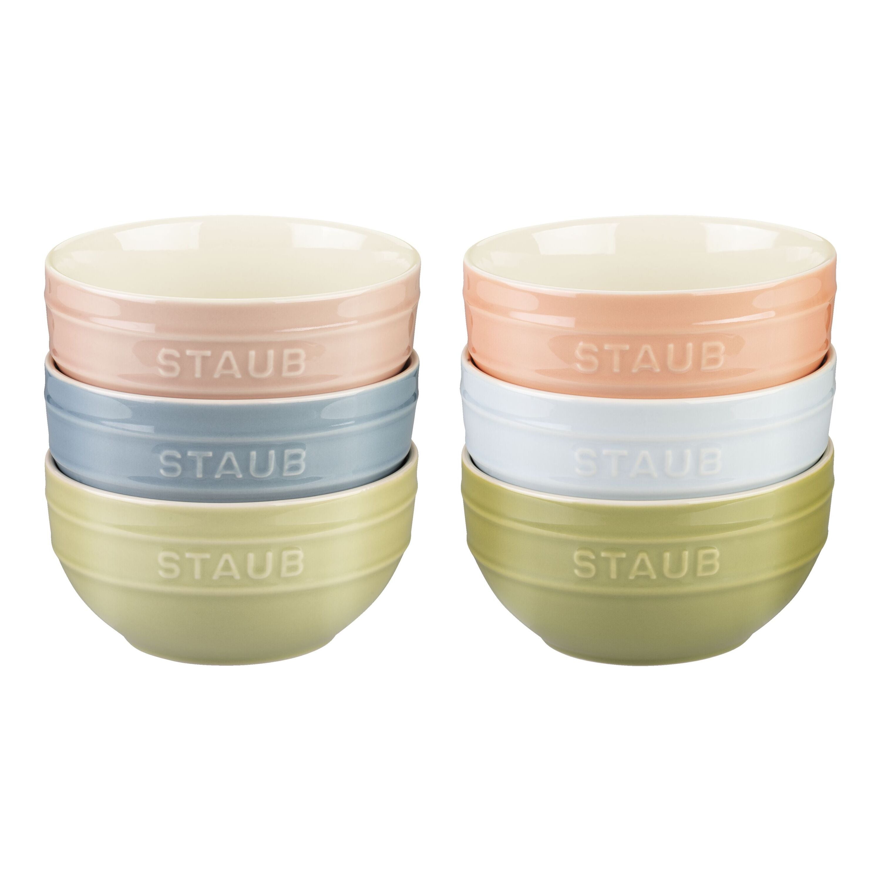 STAUB Ceramique 14 cm / 6 Piece Ceramic Macaron Large Bowl Set, Mixed Colours-Dinnerware-DECOROLALA