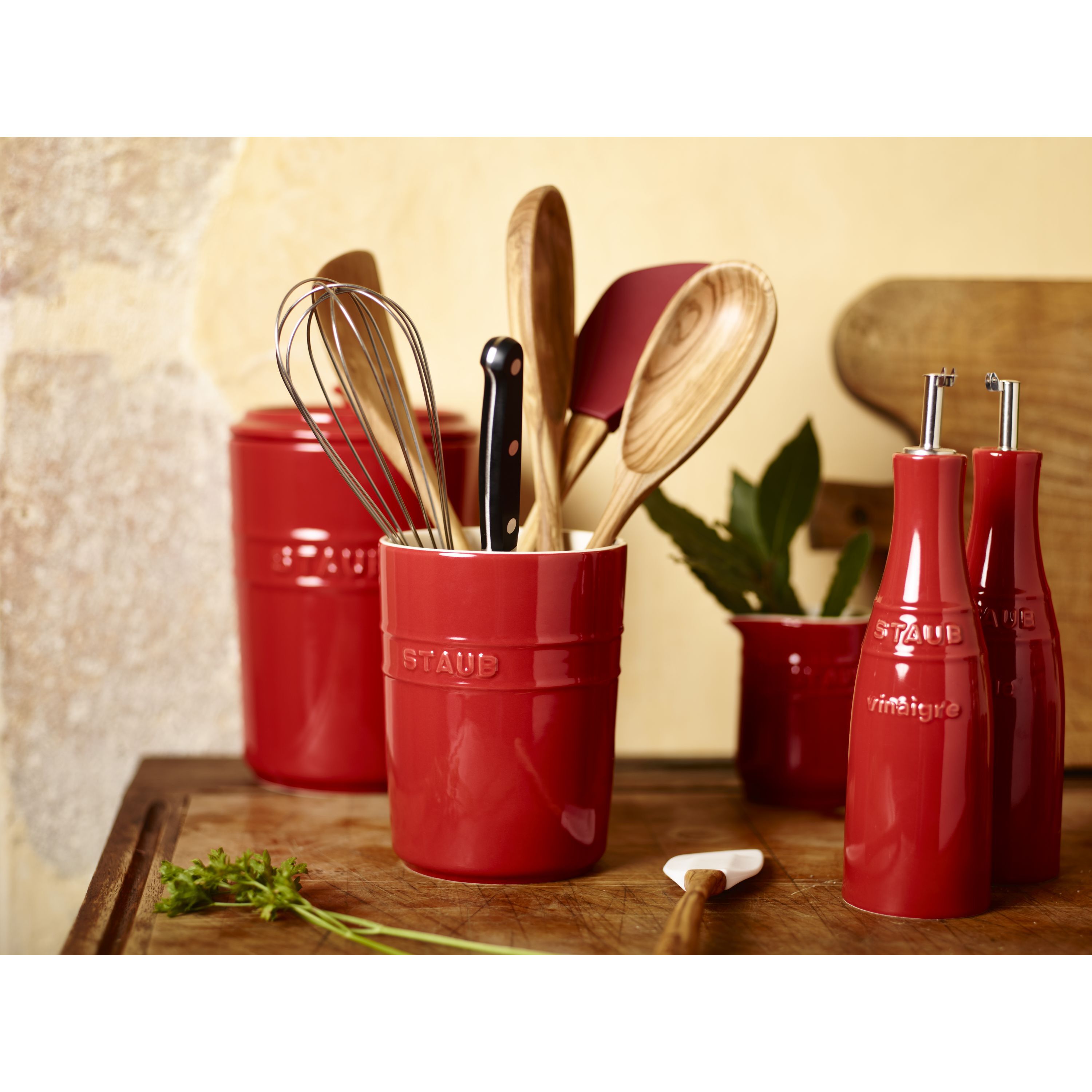 STAUB Ceramique 15 cm Ceramic Utensil Holder, Cherry-n/a-DECOROLALA
