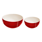 STAUB Ceramique 2 Piece Ceramic Large Mixing Bowl Set, Cherry-Dinnerware-DECOROLALA