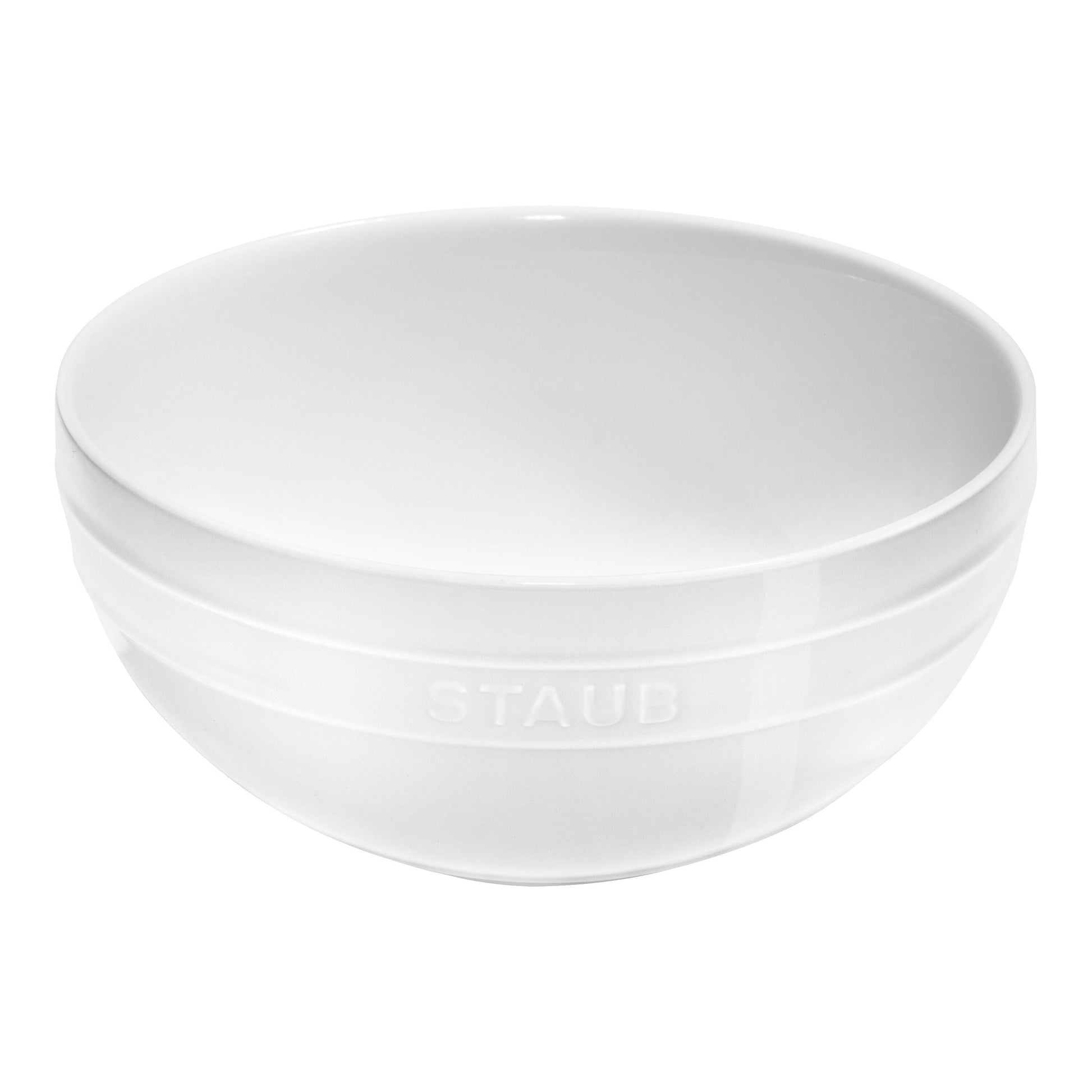 STAUB Ceramique 2 Piece Ceramic Large Mixing Bowl Set, White-Dinnerware-DECOROLALA