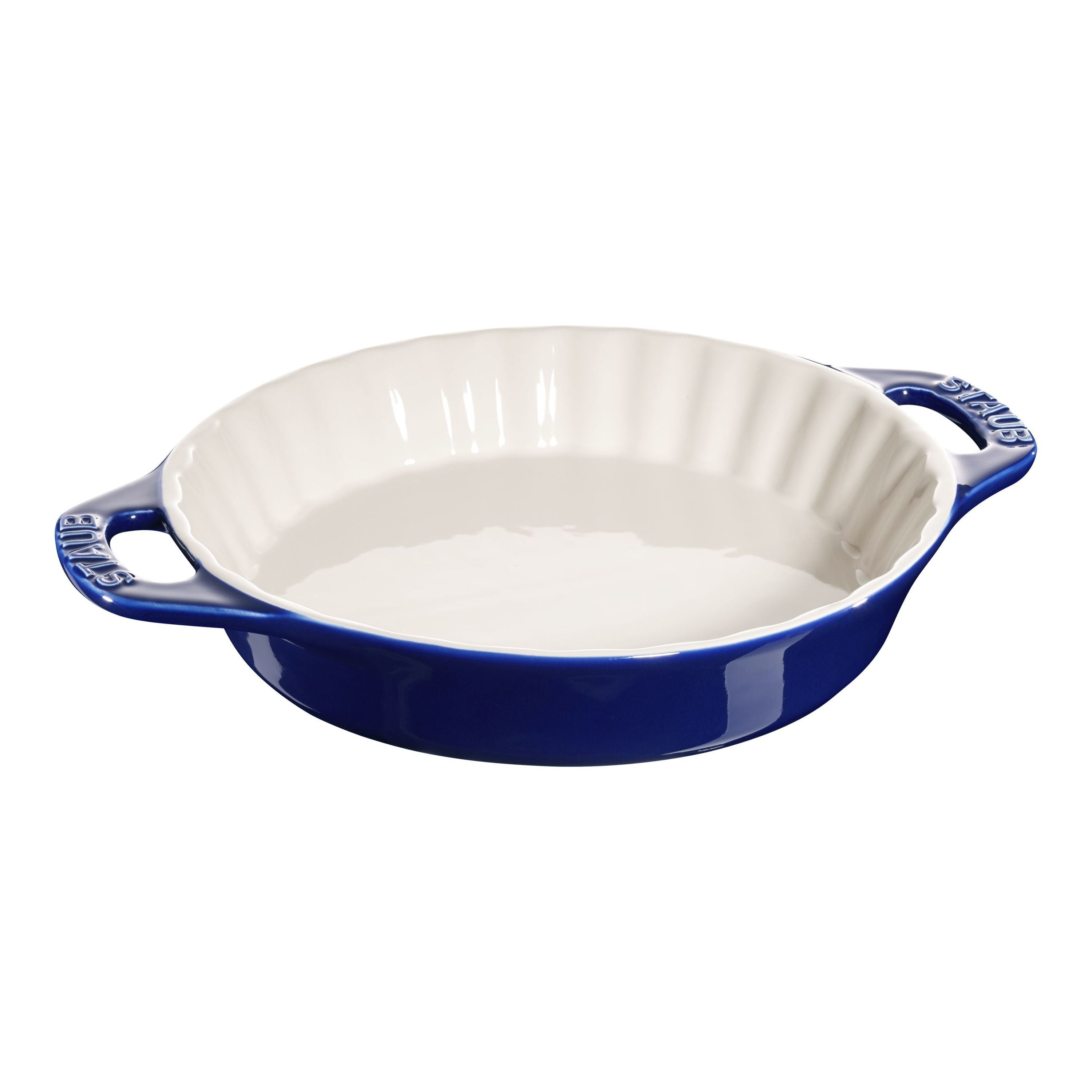 STAUB Ceramique 24 cm Ceramic Round Pie Dish, Dark-Blue-Pie-DECOROLALA