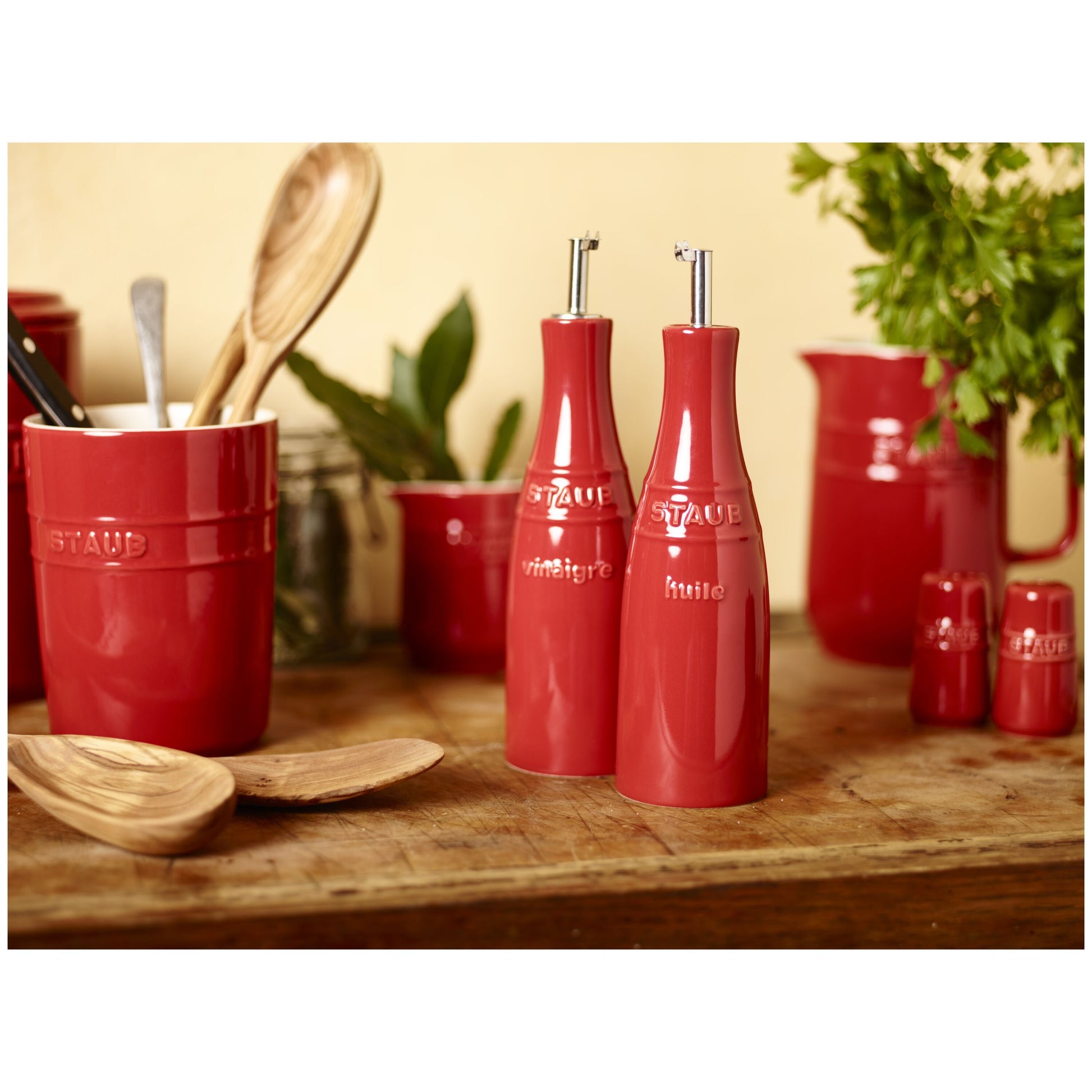 STAUB Ceramique 250 mL / 2 Piece Ceramic Oil And Vinegar Set, Cherry-Oil-DECOROLALA