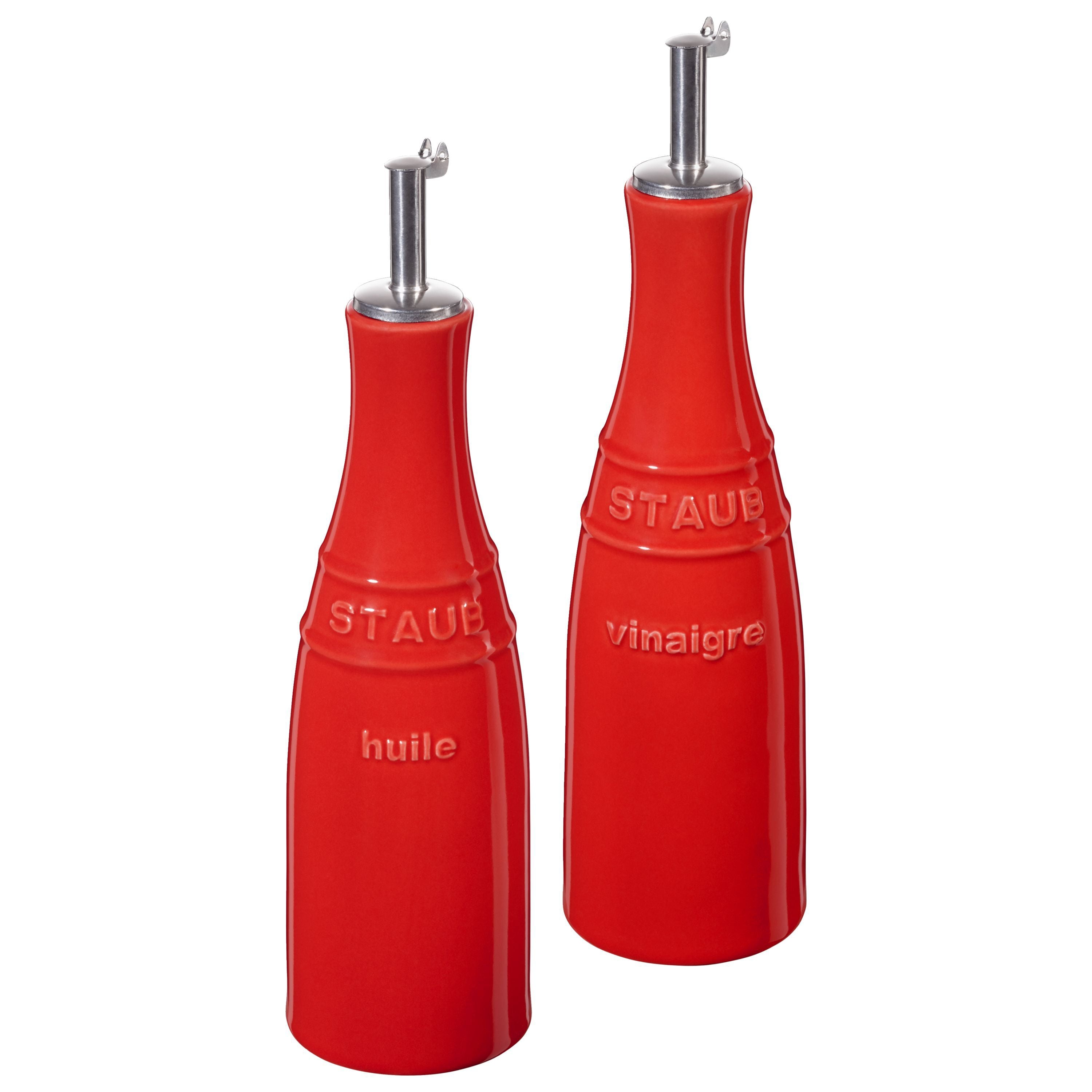 STAUB Ceramique 250 mL / 2 Piece Ceramic Oil And Vinegar Set, Cherry-Oil-DECOROLALA