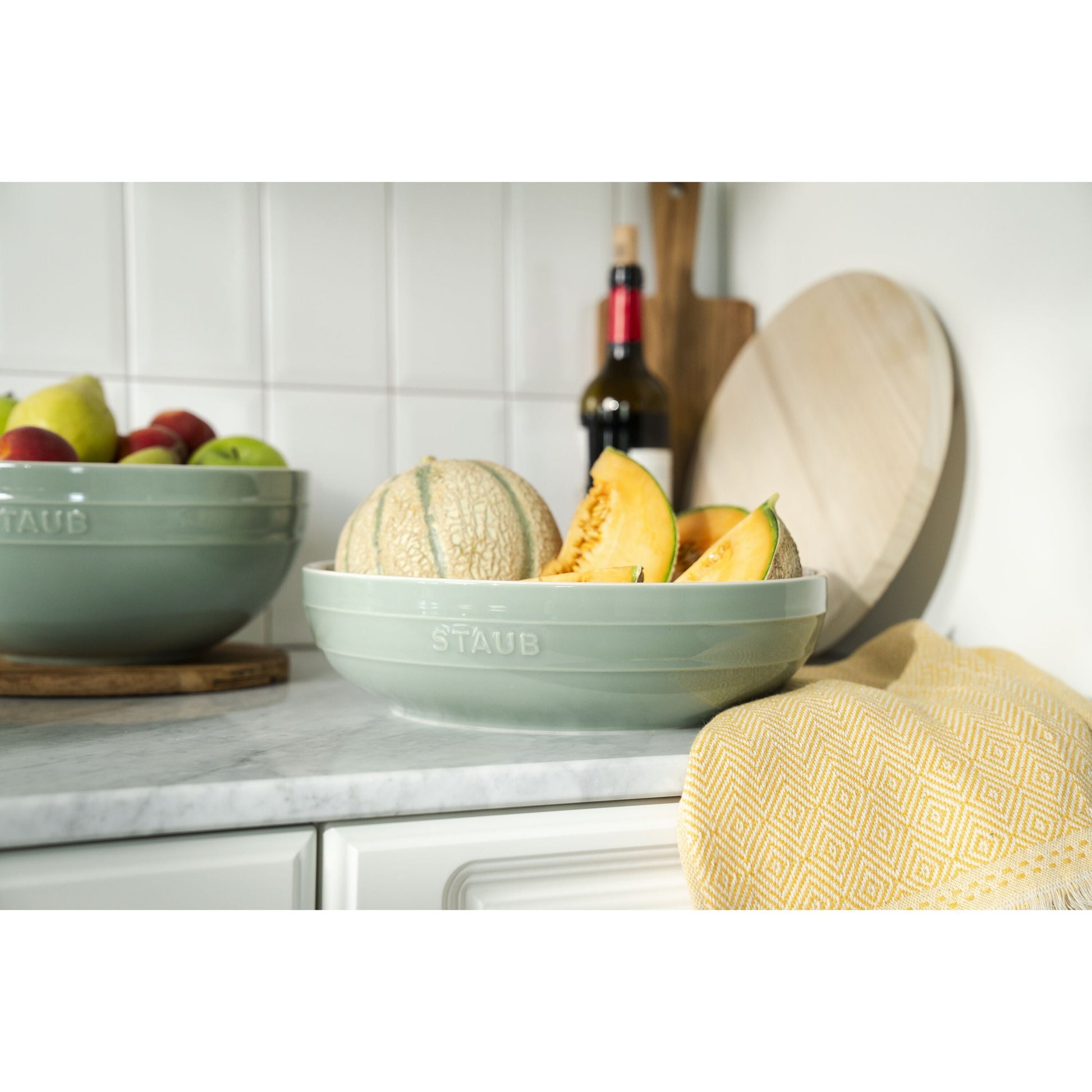 STAUB Ceramique 28 cm Ceramic Round Bowl, Eucalyptus-Dinnerware-DECOROLALA
