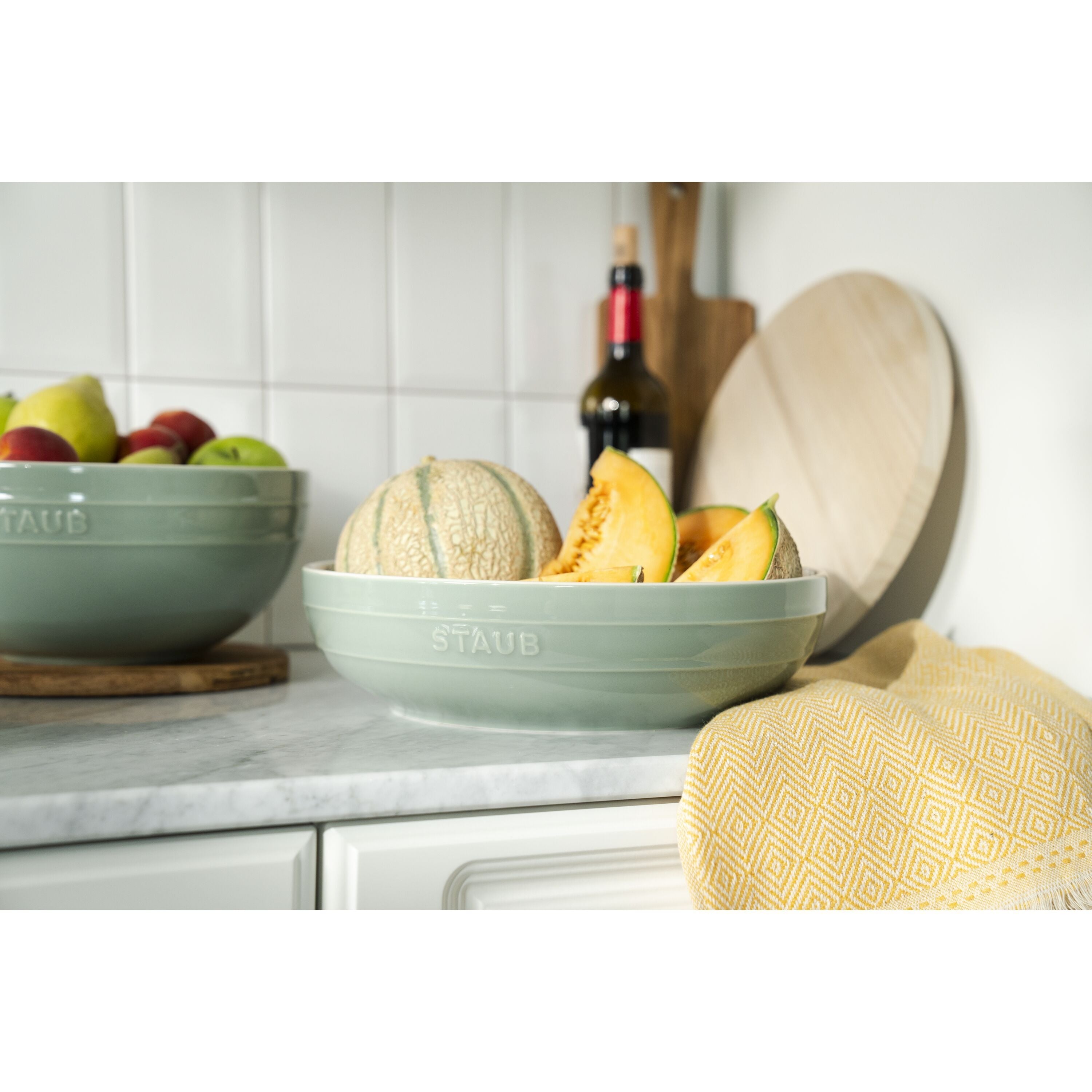 STAUB Ceramique 28 cm Ceramic Round Bowl, Eucalyptus-Dinnerware-DECOROLALA