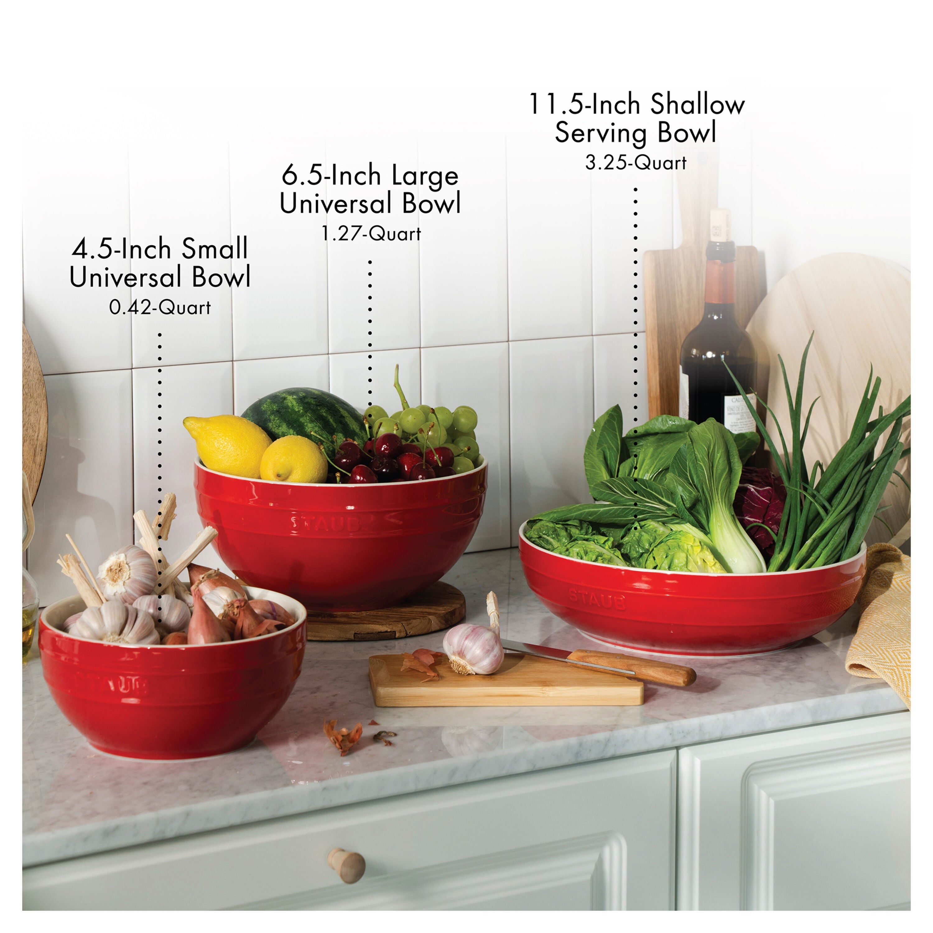 STAUB Ceramique 28 cm Ceramic Round Serving Bowl, Cherry-Dinnerware-DECOROLALA