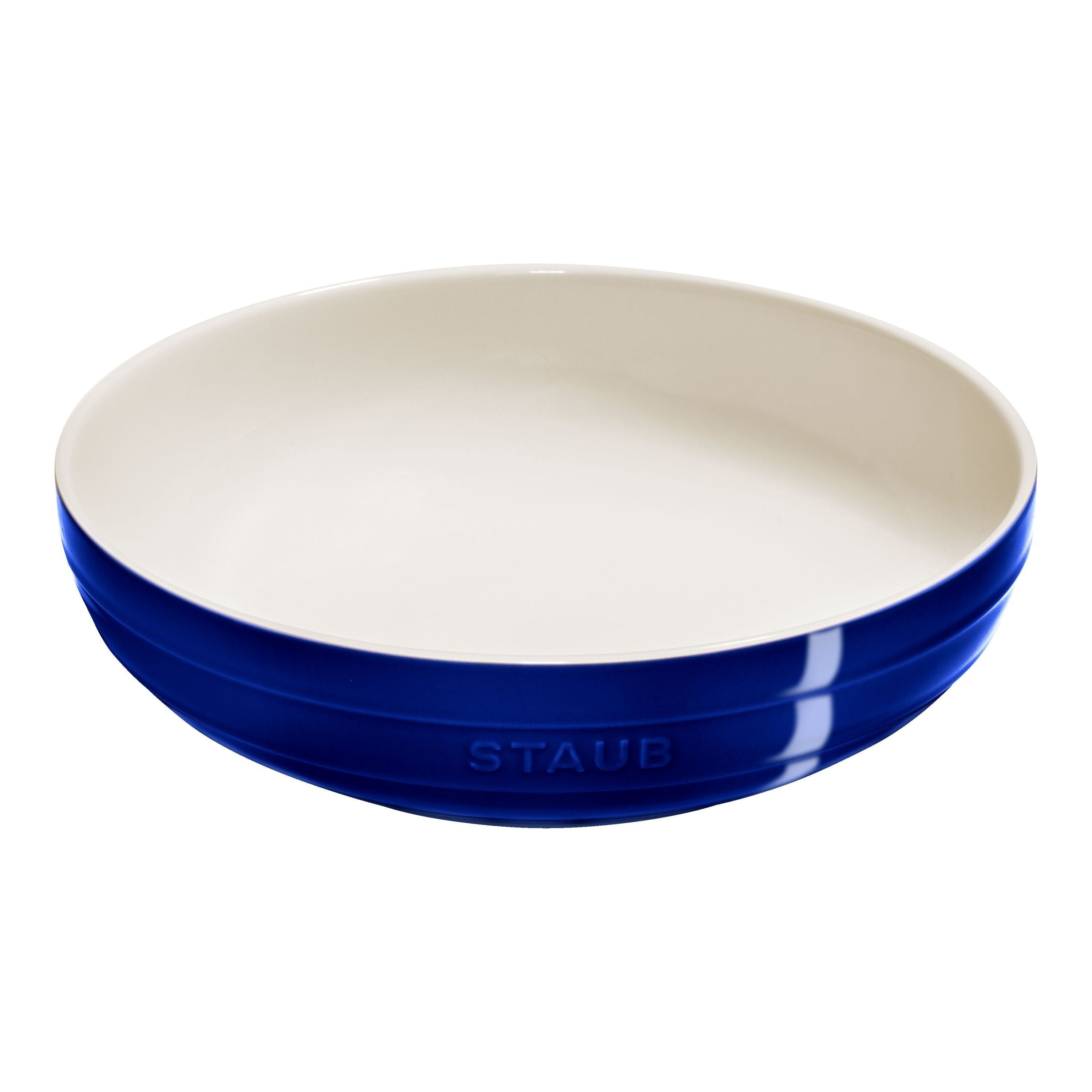 STAUB Ceramique 28 cm Ceramic Round Serving Bowl, Dark-Blue-Dinnerware-DECOROLALA