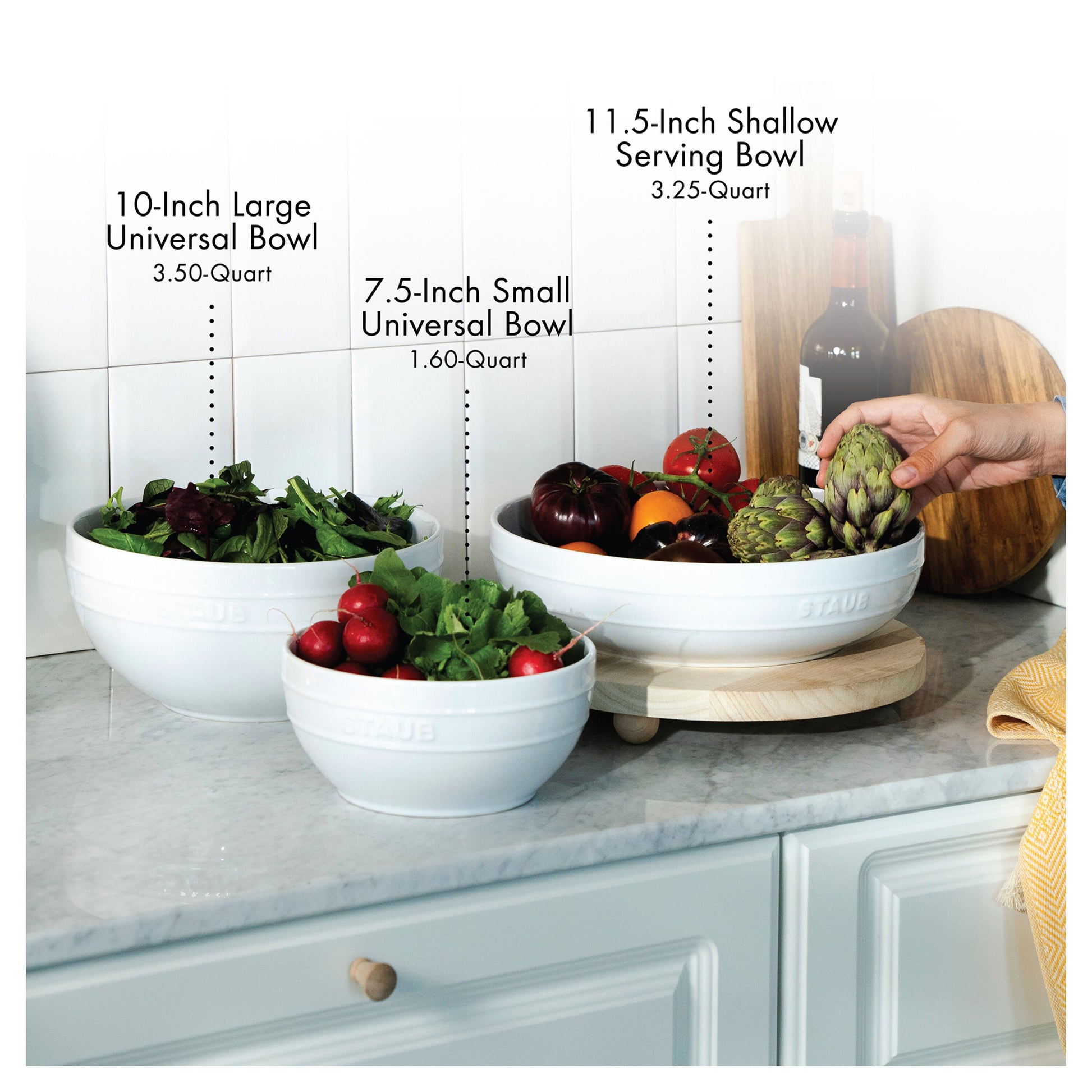 STAUB Ceramique 28 cm Ceramic Round Serving Bowl, White-Dinnerware-DECOROLALA