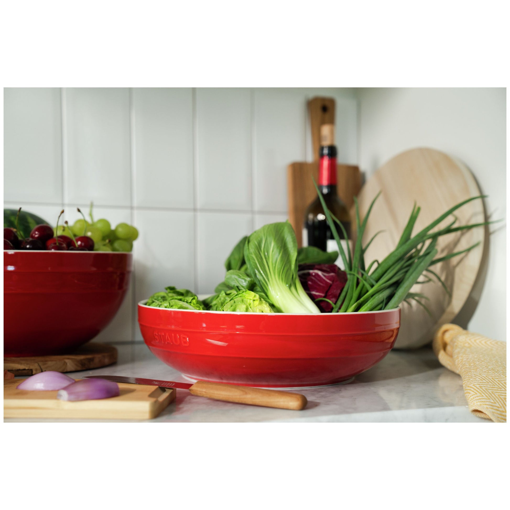 STAUB Ceramique 28cm Ceramic Bowl - Cherry Red-Dinnerware-DECOROLALA