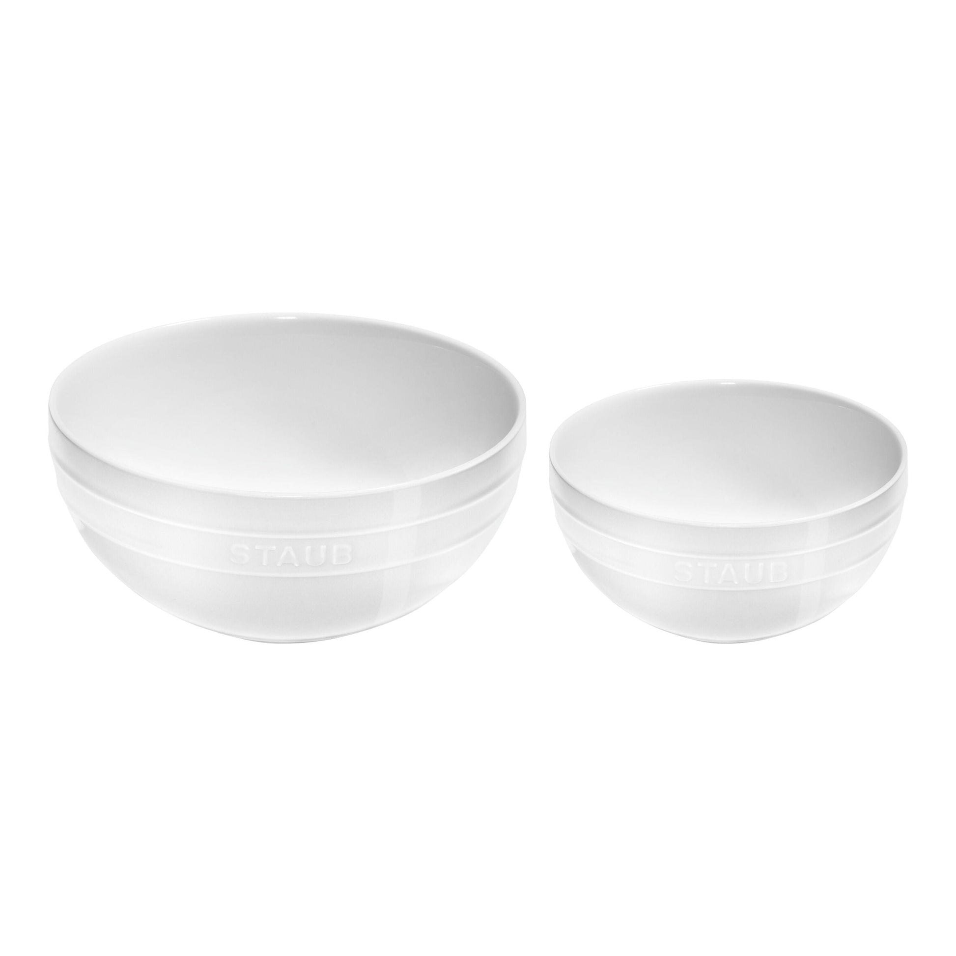 STAUB Ceramique 2pc Ceramic Mixing Bowl Set White-Dinnerware-DECOROLALA