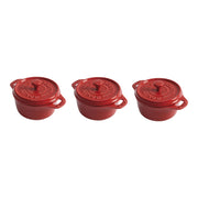 STAUB Ceramique 3 Piece Ceramic Cocotte Set, Cherry-Cocotte-DECOROLALA