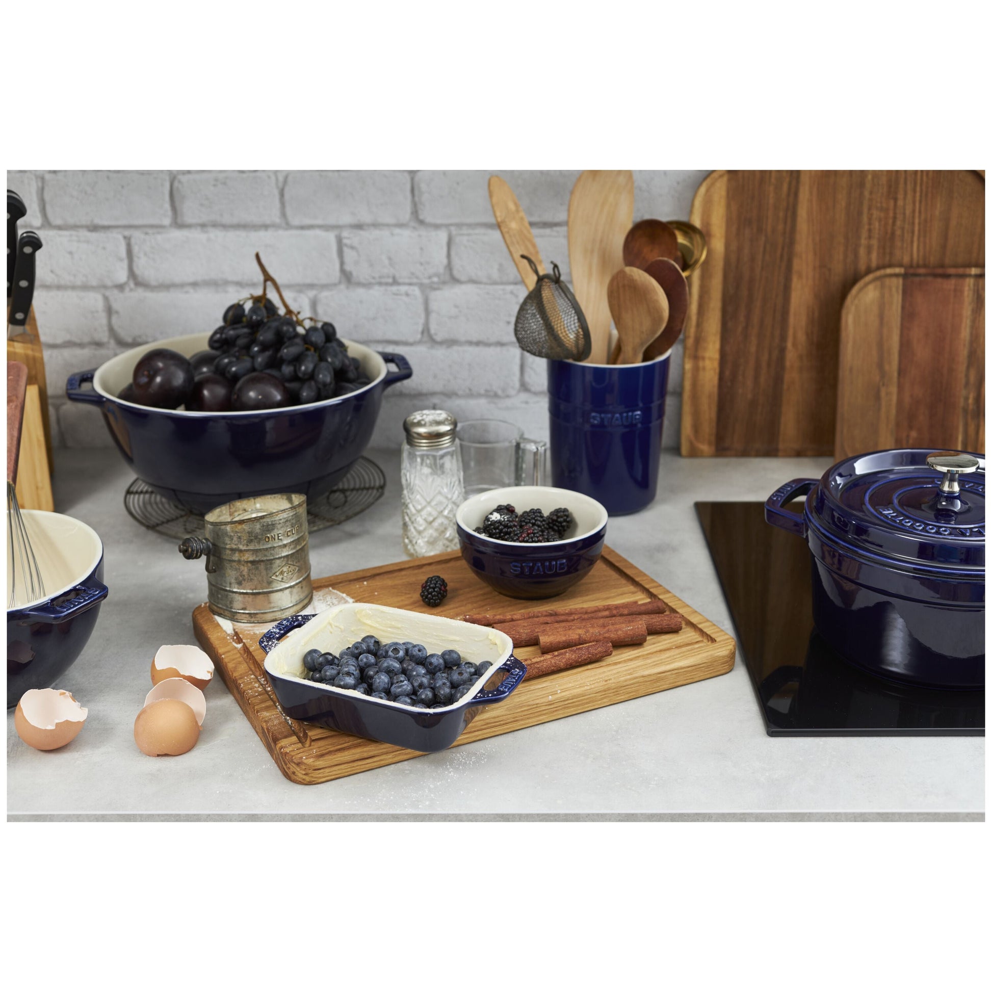 STAUB Ceramique 400 ml Ceramic Rectangular Oven Dish, Dark-Blue-Bakeware-DECOROLALA