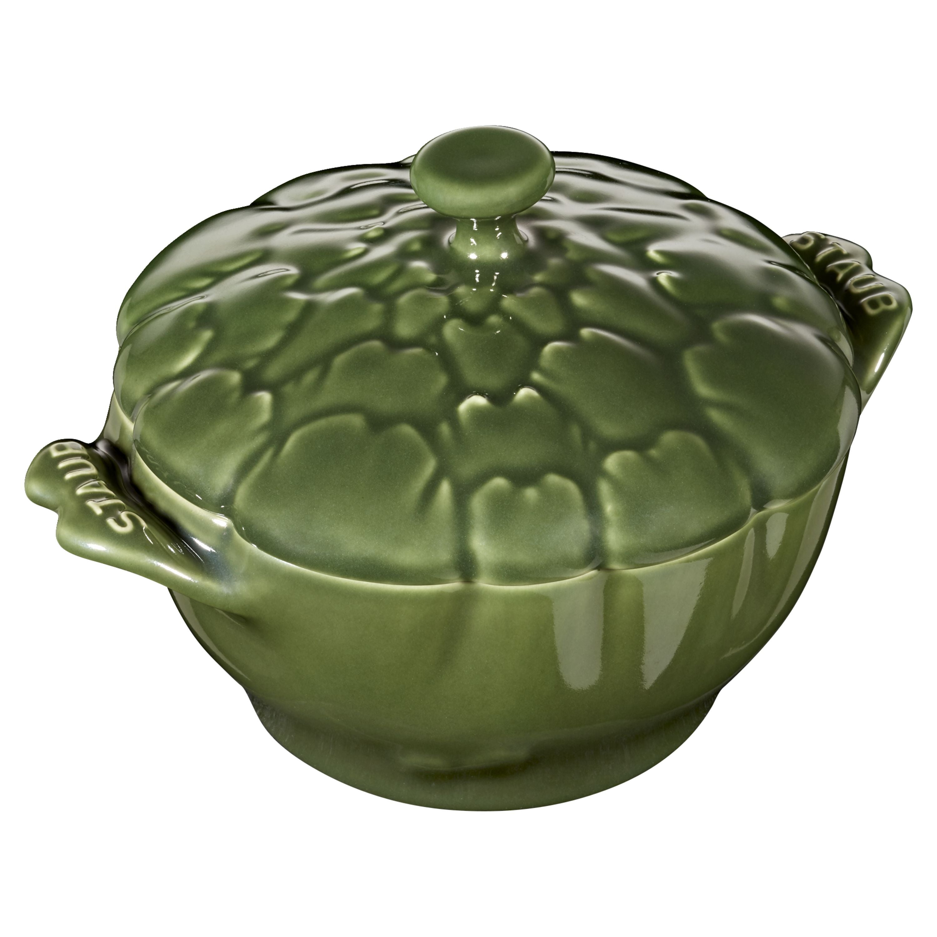 STAUB Ceramique 450 mL Ceramic Artichoke Cocotte, Basil-Green-Canvas Print-DECOROLALA