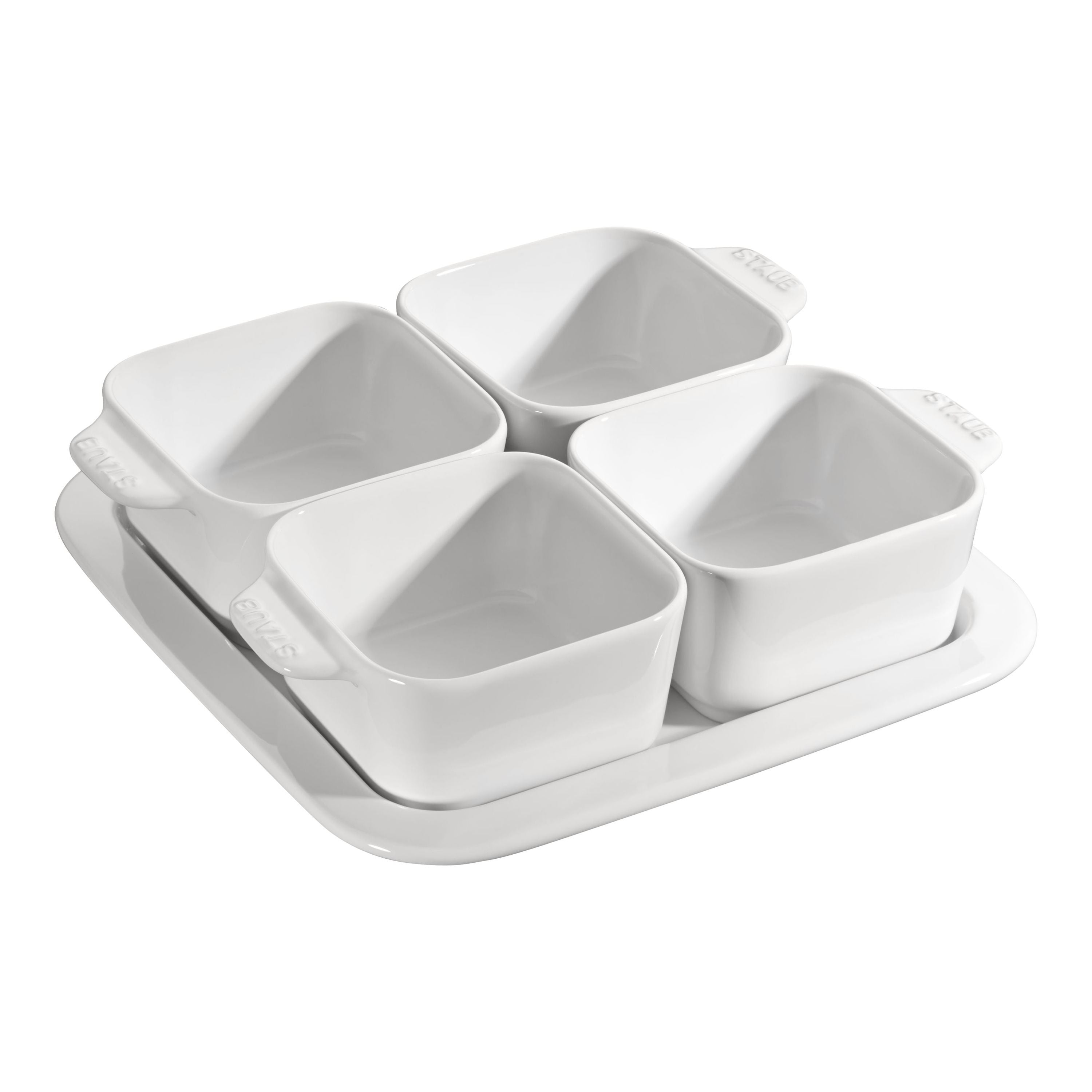 STAUB Ceramique 5 Piece Ceramic Appetiser Set, Pure-White-Pet Accessory-DECOROLALA