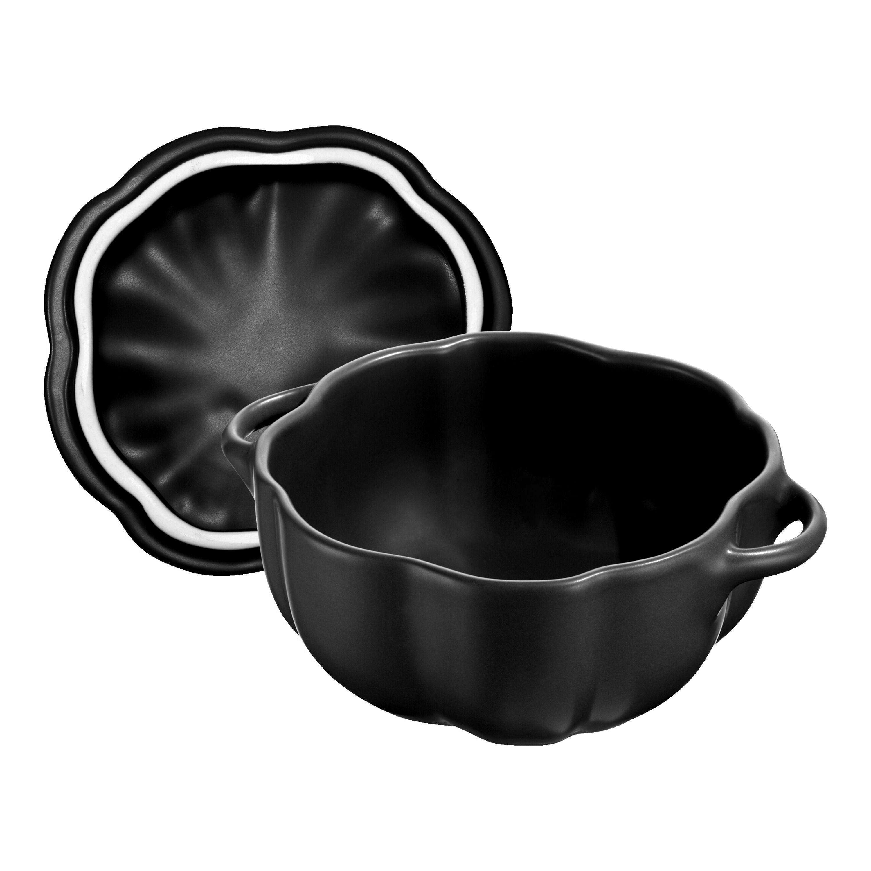 STAUB Ceramique 500 mL Ceramic Pumpkin Cocotte, Black-Cookware-DECOROLALA