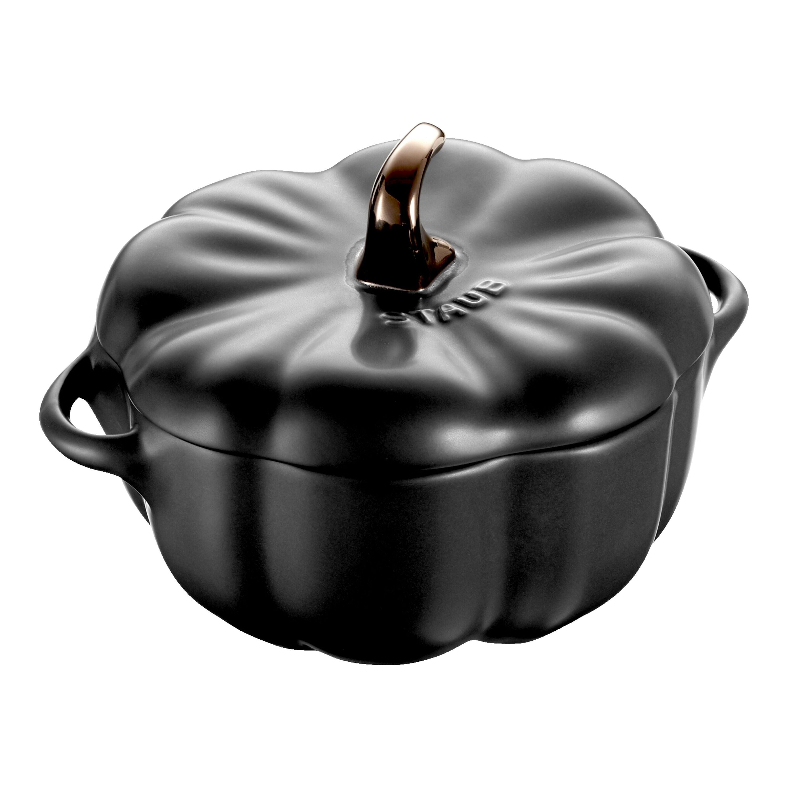 STAUB Ceramique 500 mL Ceramic Pumpkin Cocotte, Black-Cookware-DECOROLALA