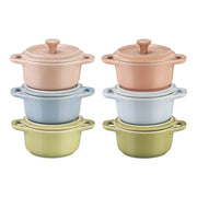 STAUB Ceramique 6 Piece Ceramic Cocotte Set Macaron, Mixed Colours-Cookware-DECOROLALA