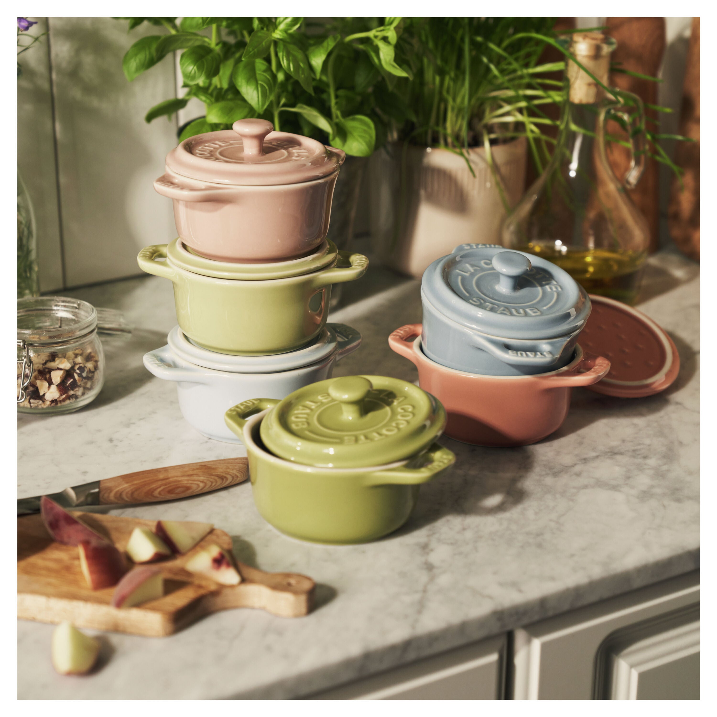 STAUB Ceramique 6pc Cocotte Set - Macaron Colors-Cookware-DECOROLALA