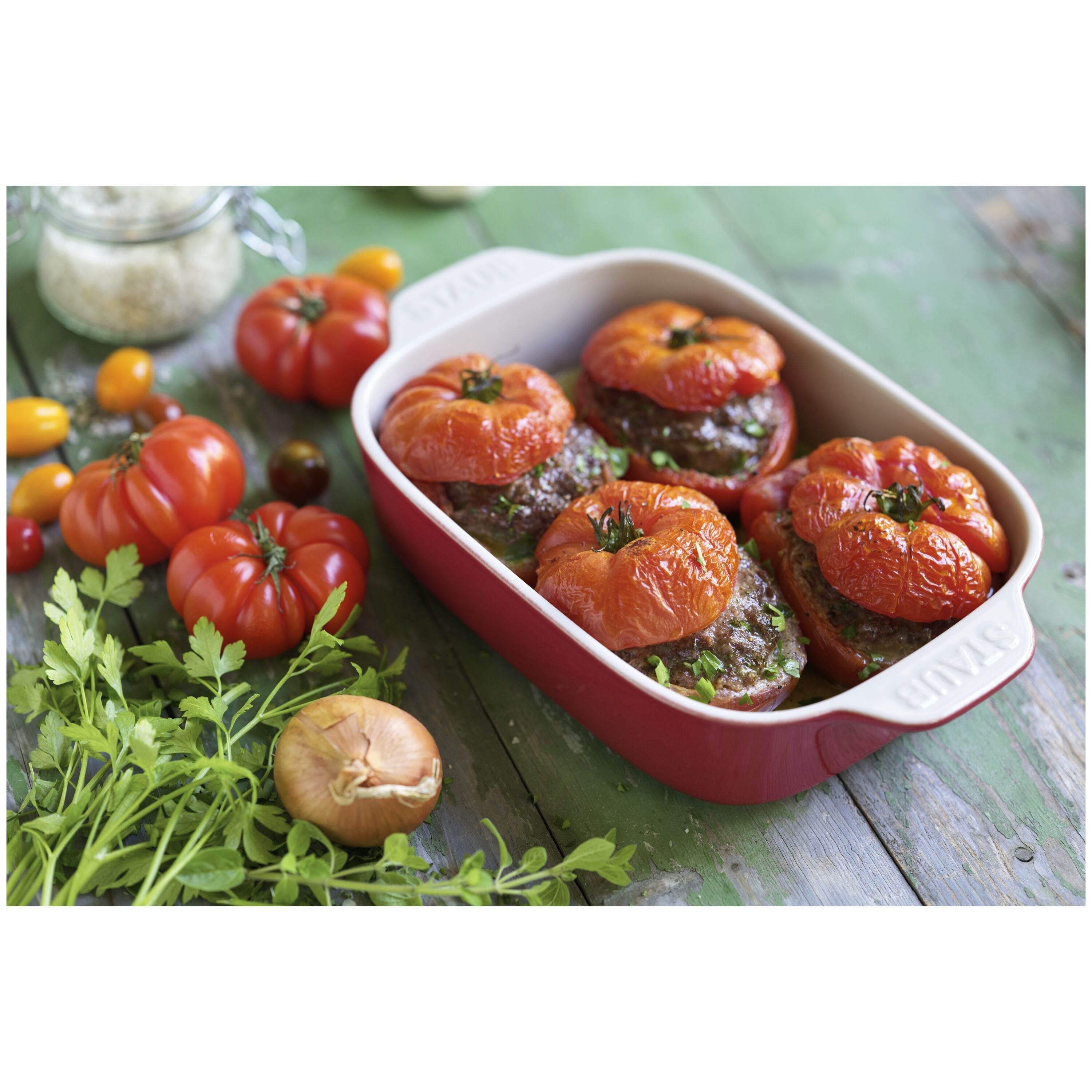 STAUB Ceramique 710 ml Ceramic Rectangular Oven Dish, Cherry-Bakeware-DECOROLALA