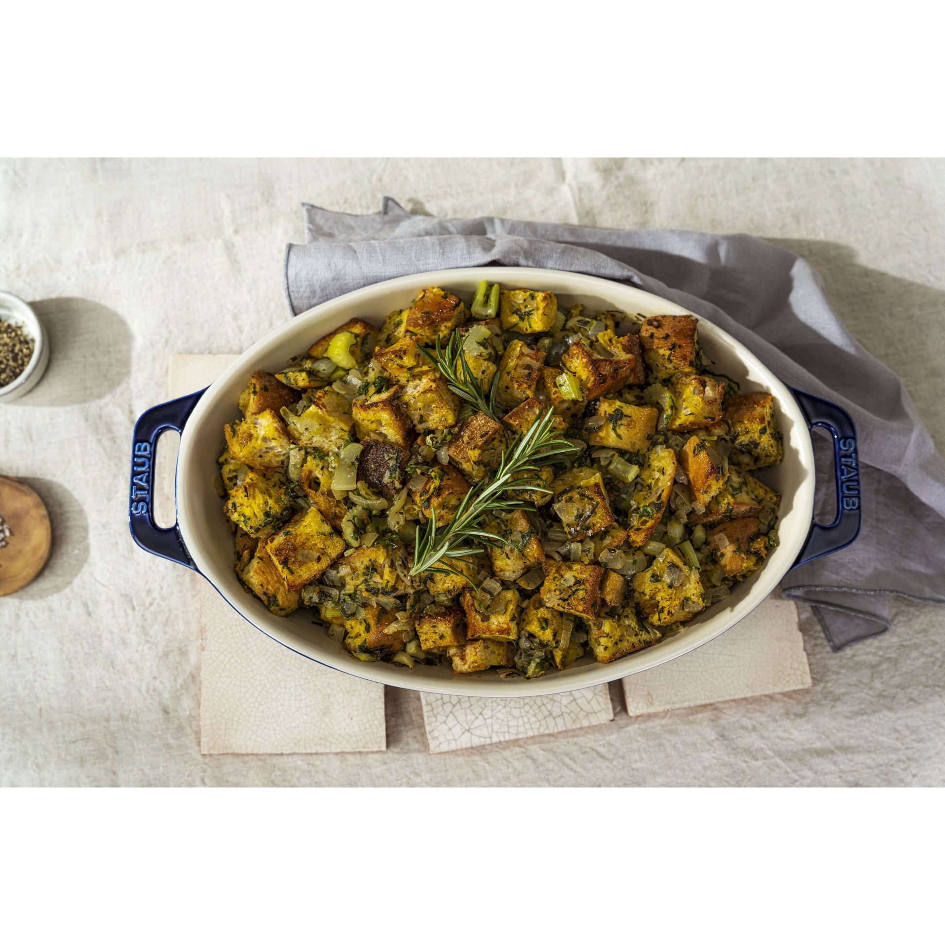 STAUB Ceramique Mixed Baking Dish Set Dark Blue 3 Piece-Bakeware Set-DECOROLALA