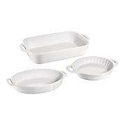 STAUB Ceramique Mixed Baking Dish Set White 3 Piece-Bakeware Set-DECOROLALA