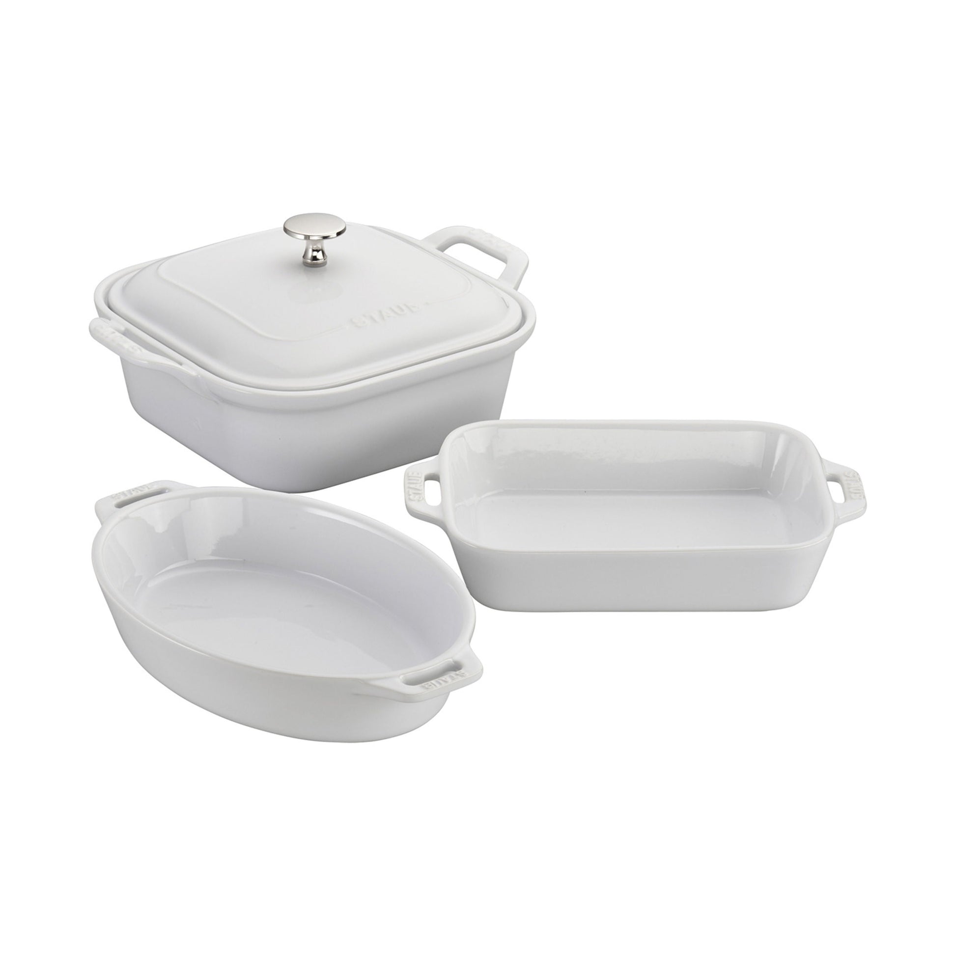 STAUB Ceramique Mixed Baking Dish Set White 4 Piece-Bakeware Set-DECOROLALA