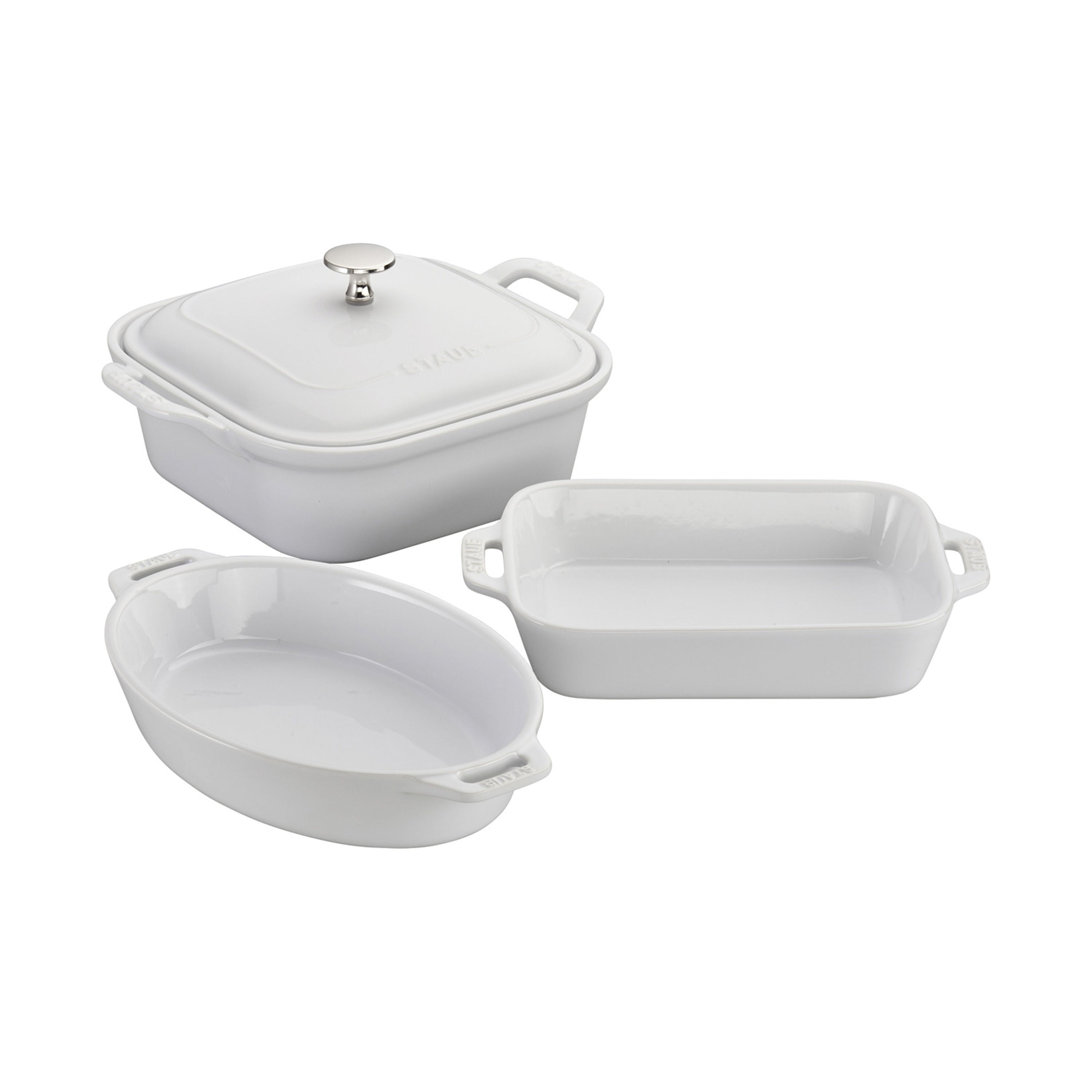 STAUB Ceramique Mixed Baking Dish Set White 4 Piece-Bakeware Set-DECOROLALA