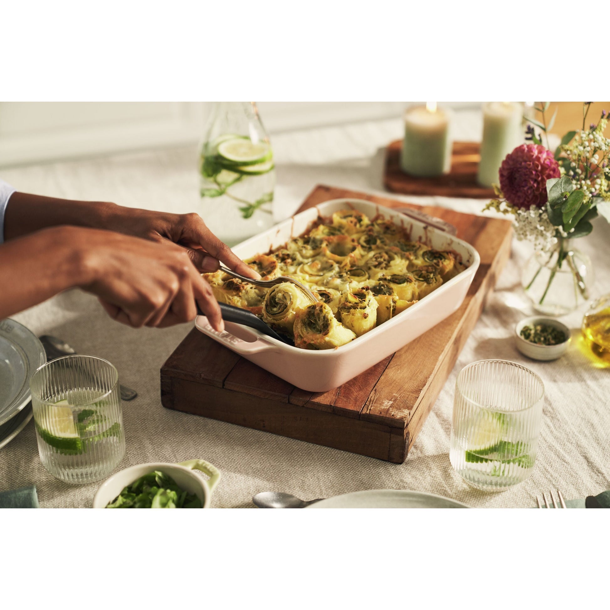 STAUB Ceramique Rectangular Baking Dish - Light Pink 2pc-Bakeware Set-DECOROLALA