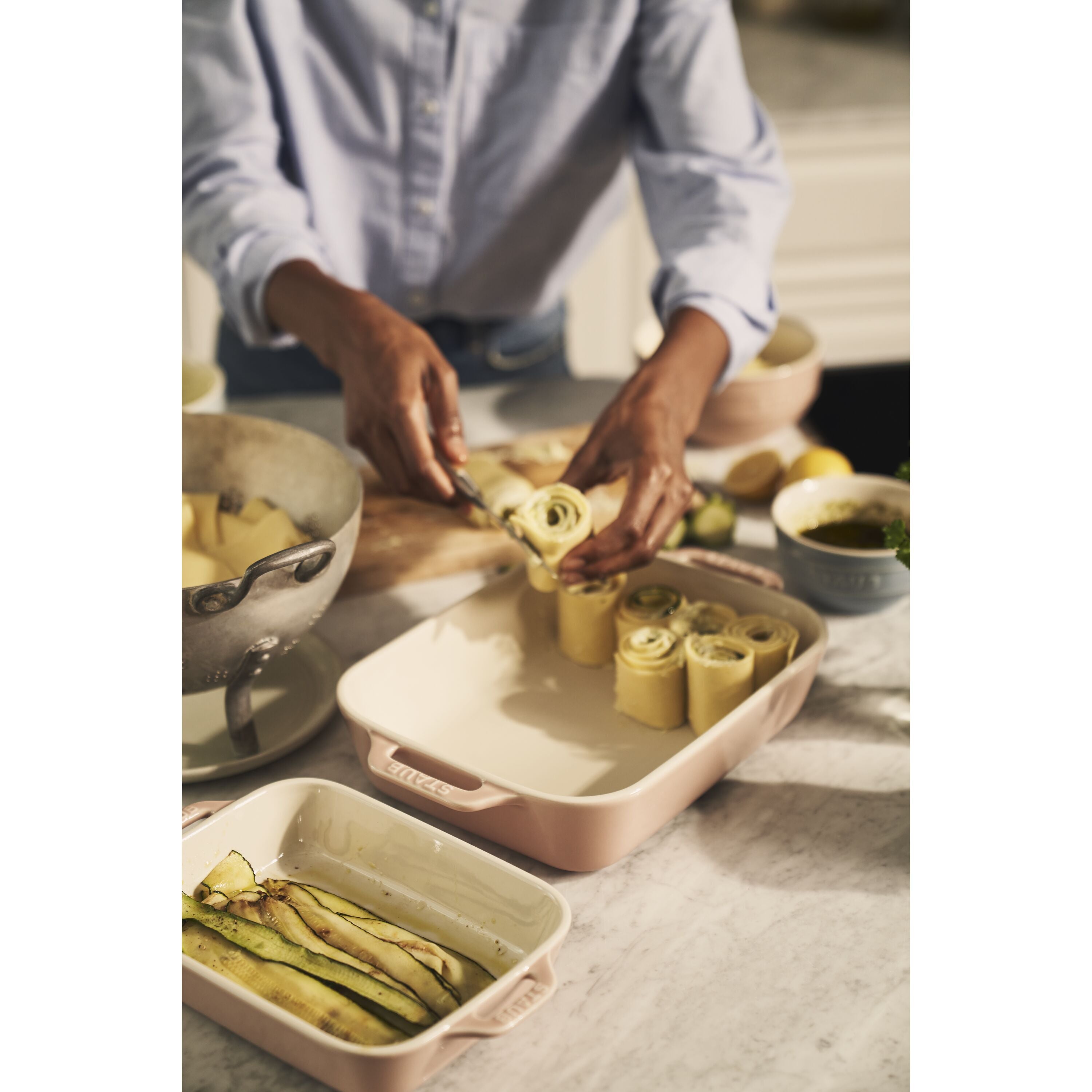 STAUB Ceramique Rectangular Baking Dish - Light Pink 2pc-Bakeware Set-DECOROLALA