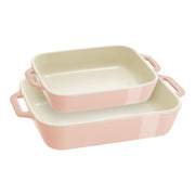STAUB Ceramique Rectangular Baking Dish - Light Pink 2pc-Bakeware Set-DECOROLALA