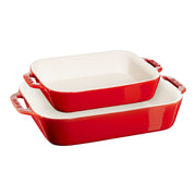STAUB Ceramique Rectangular Baking Dish Set Cherry 2 Piece-Bakeware-DECOROLALA