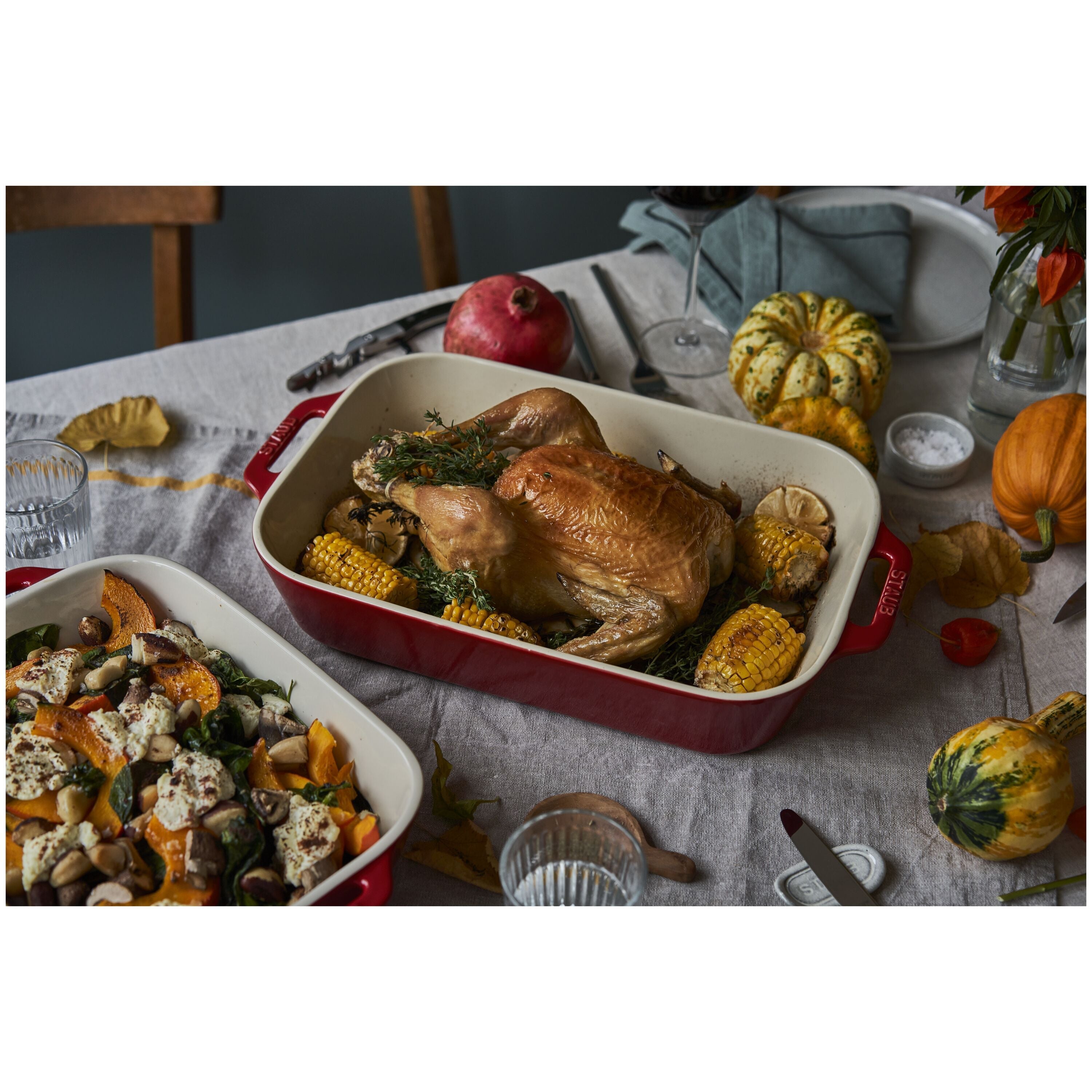 STAUB Ceramique Rectangular Baking Dish Set Cherry 3 Piece-Bakeware Set-DECOROLALA