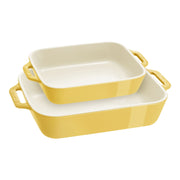 STAUB Ceramique Rectangular Baking Dish Set Citron 2pc-Bakeware-DECOROLALA