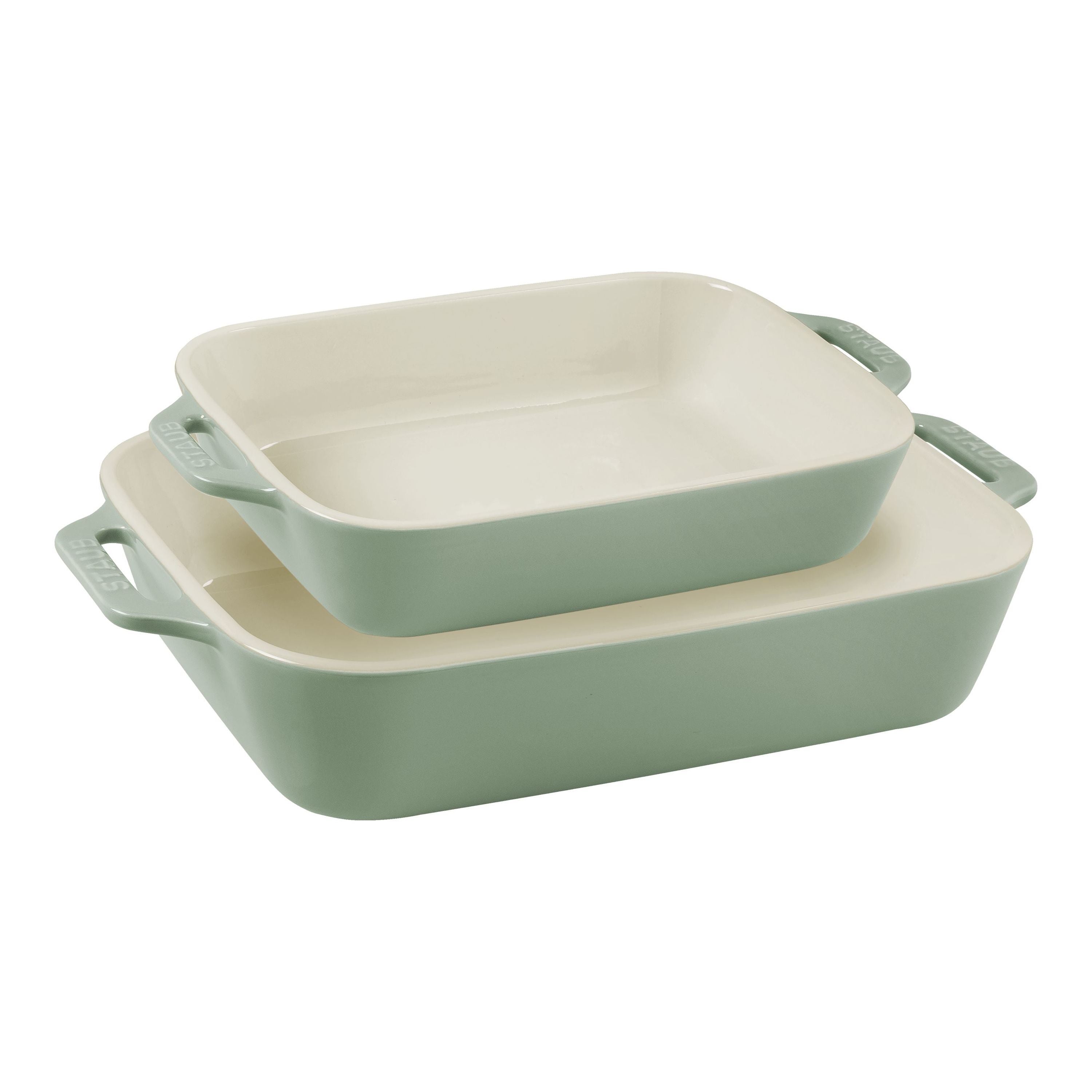 STAUB Ceramique Rectangular Baking Dish Set Eucalyptus 2 Piece-Bakeware-DECOROLALA