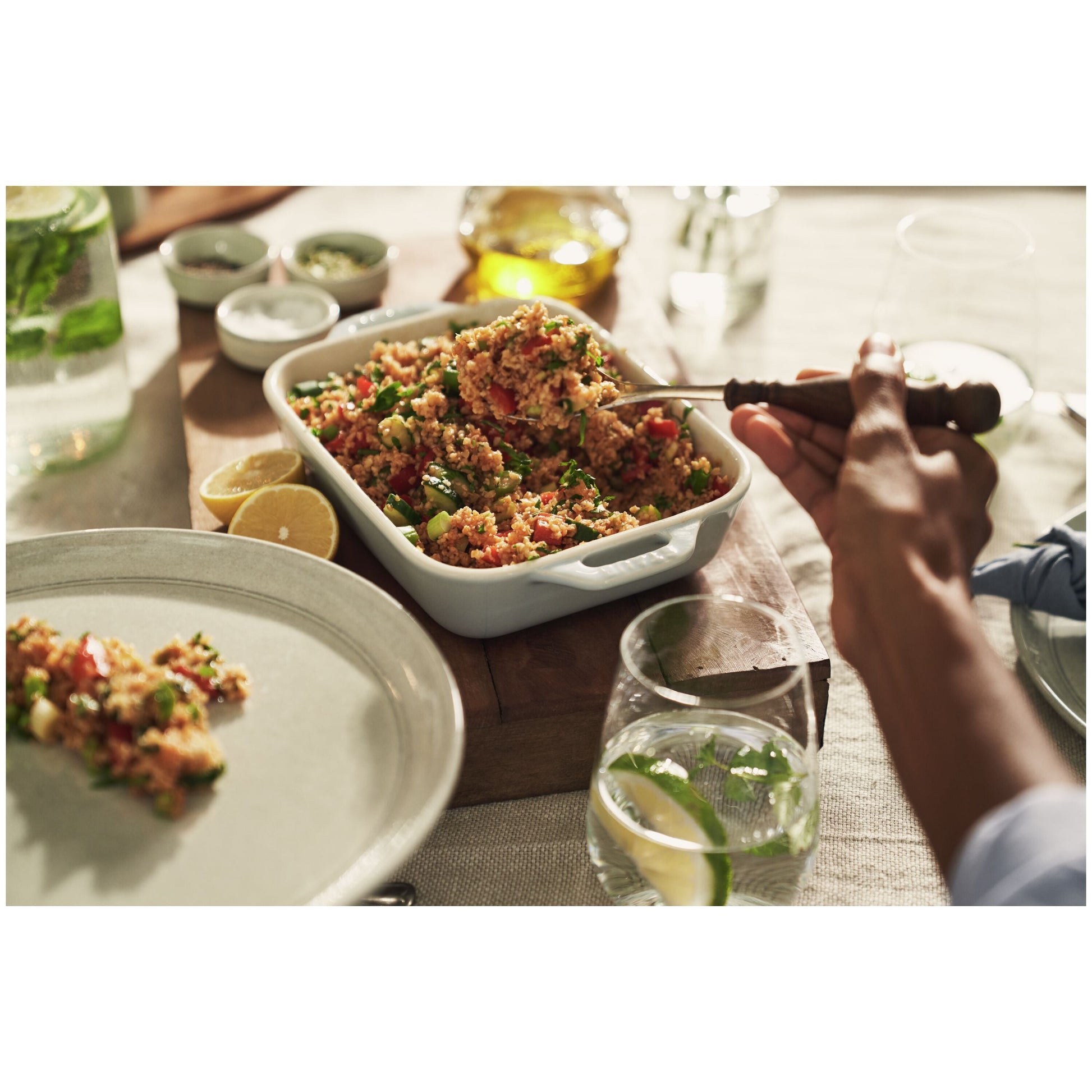 STAUB Ceramique Rectangular Baking Dish Set Light Blue 2 Piece-Bakeware Set-DECOROLALA