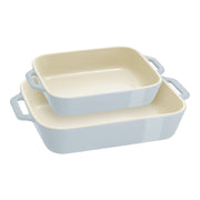 STAUB Ceramique Rectangular Baking Dish Set Light Blue 2 Piece-Bakeware Set-DECOROLALA