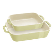 STAUB Ceramique Rectangular Baking Dish Set Light Green 2 Piece-Bakeware Set-DECOROLALA