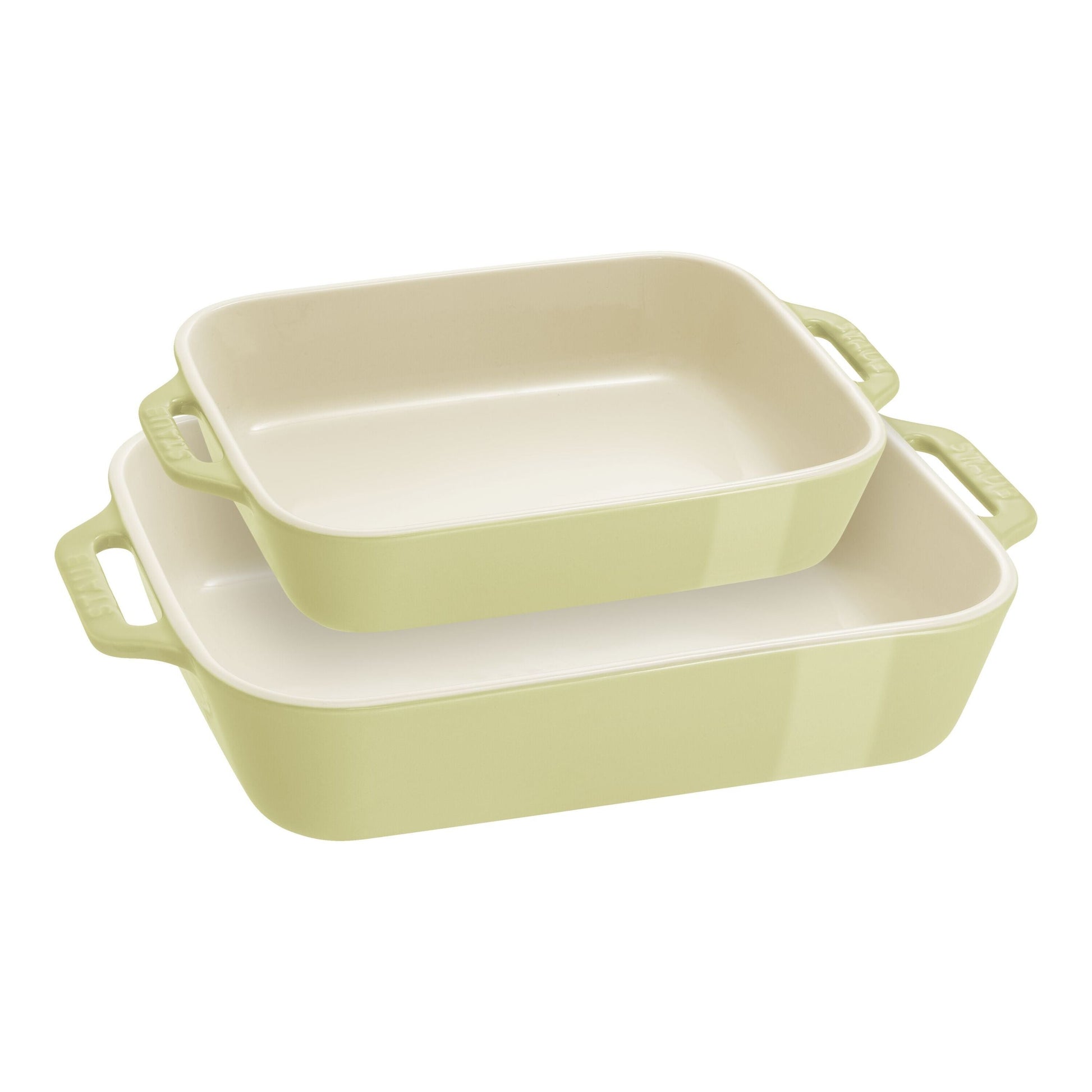 STAUB Ceramique Rectangular Baking Dish Set Light Green 2 Piece-Bakeware Set-DECOROLALA