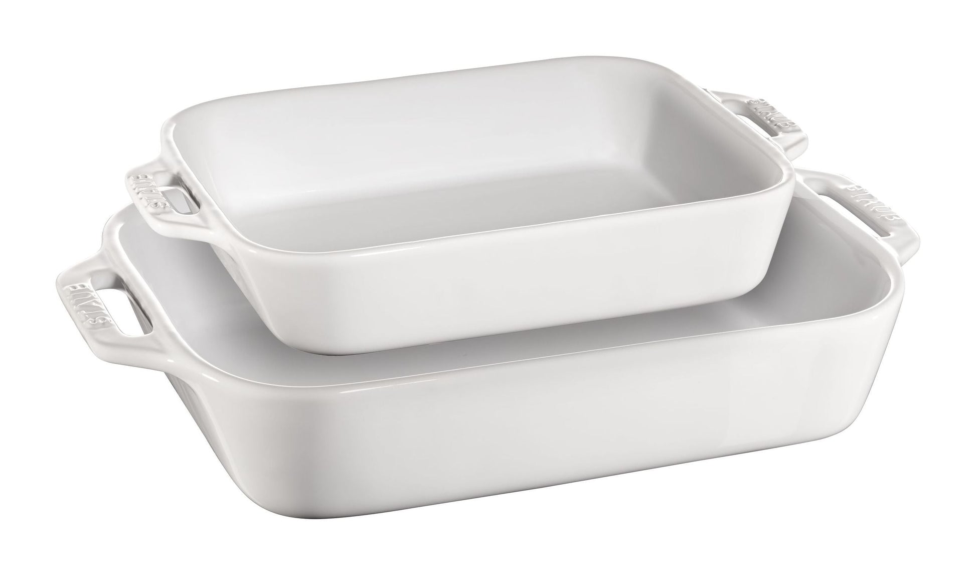 STAUB Ceramique Rectangular Baking Dish Set White 2 Piece-Bakeware-DECOROLALA
