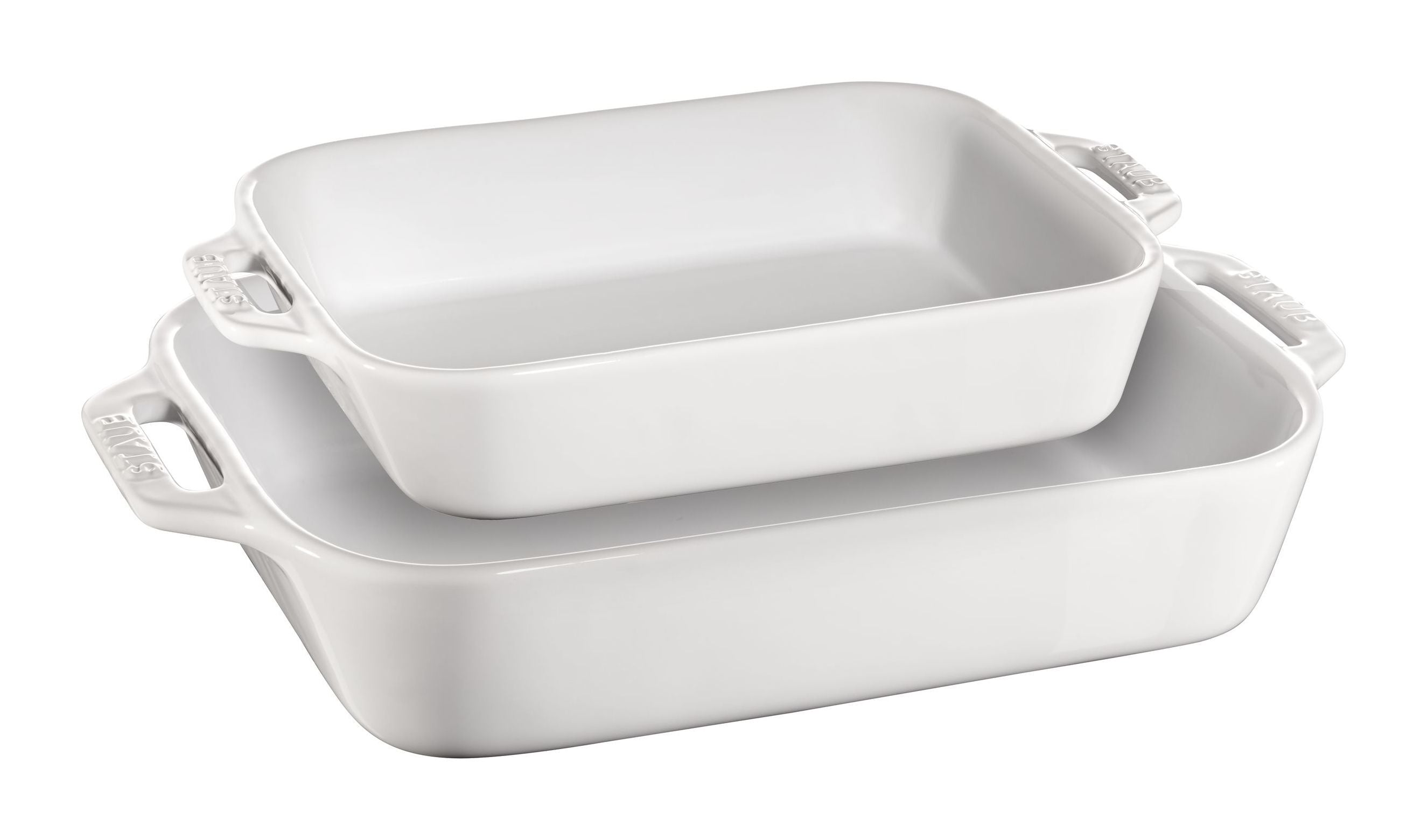 STAUB Ceramique Rectangular Baking Dish Set White 2 Piece-Bakeware-DECOROLALA