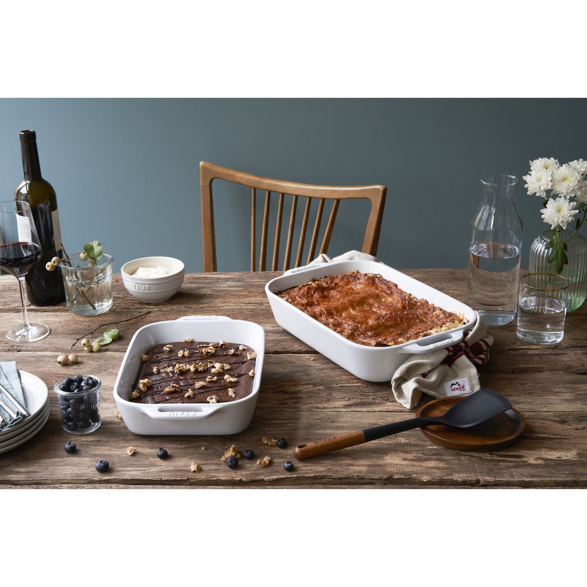 STAUB Ceramique Rectangular Baking Dish Set White 2pc-Bakeware-DECOROLALA
