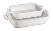 STAUB Ceramique Rectangular Baking Dish Set White 2pc-Bakeware-DECOROLALA